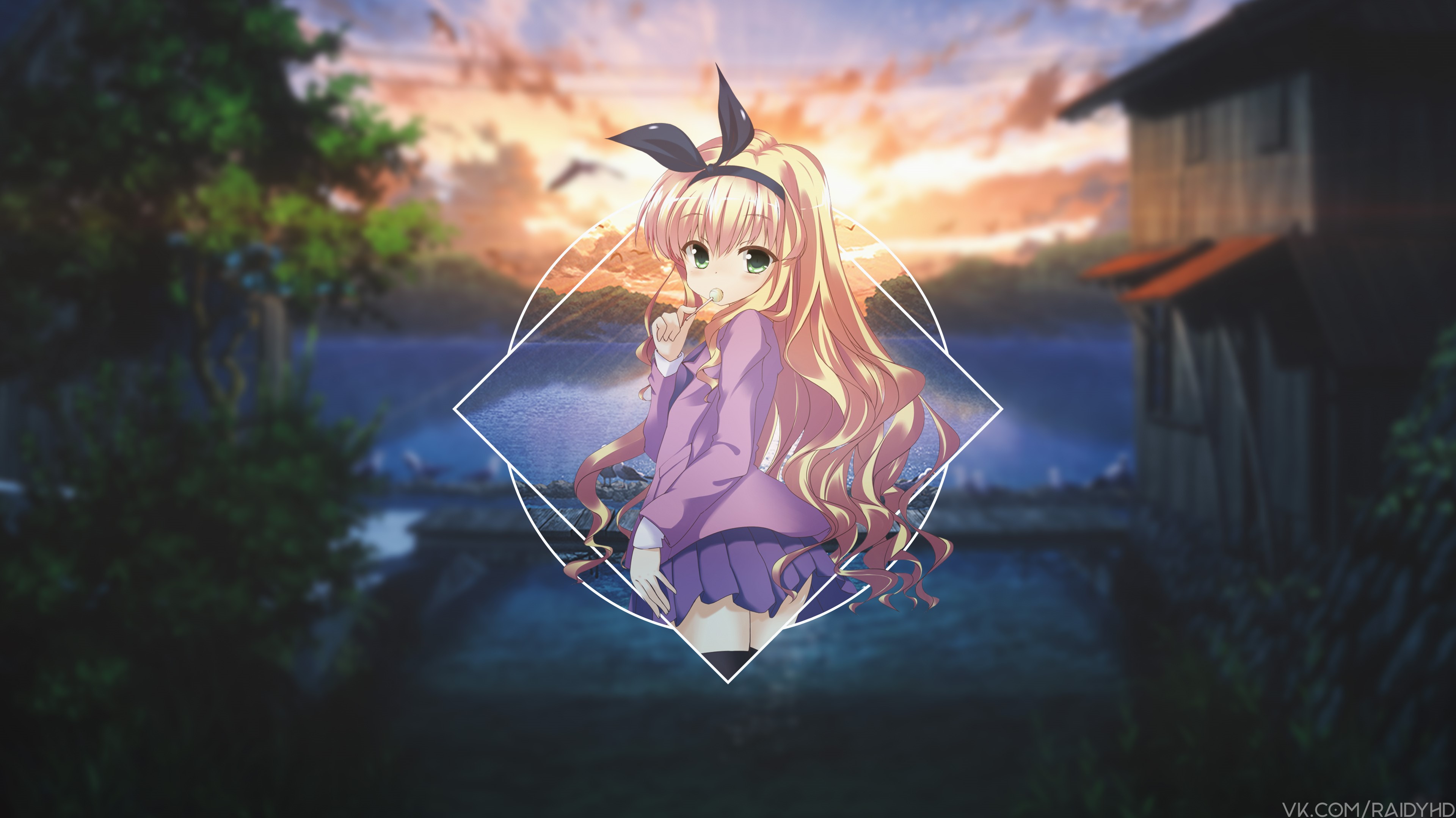 4K anime girl with blonde hair HD Wallpaper