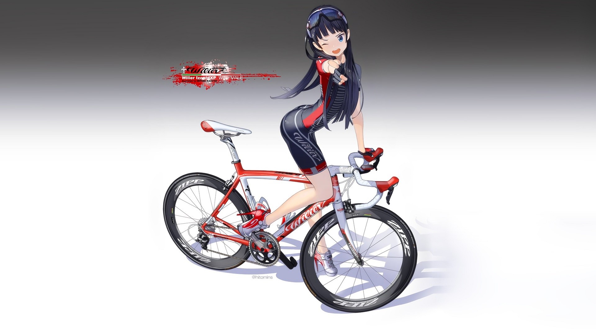 Anime girl on a Wilier bicycle HD Wallpaper