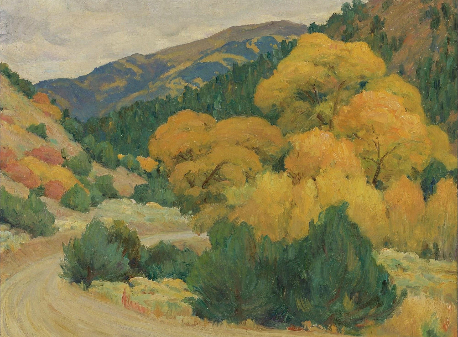 Autumn Landscape Painting by Joseph Henry Sharp HD Wallpaper