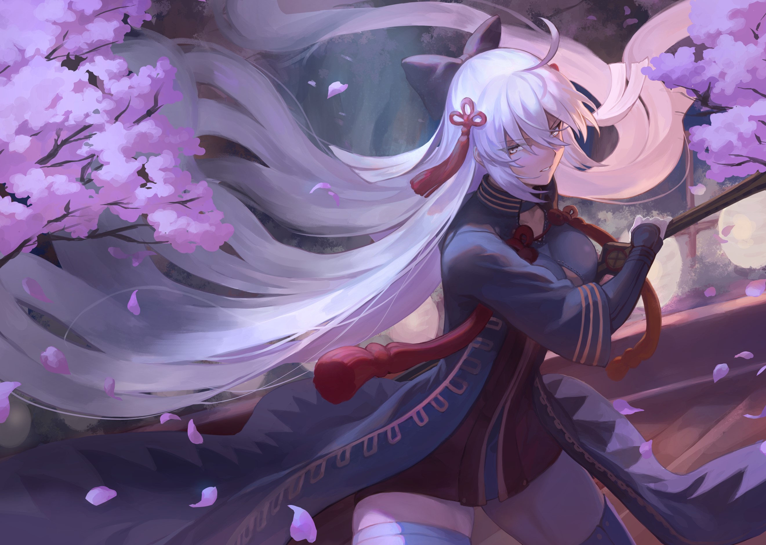 Okita Souji (Alter) from Fate/Grand Order with white hair HD Wallpaper