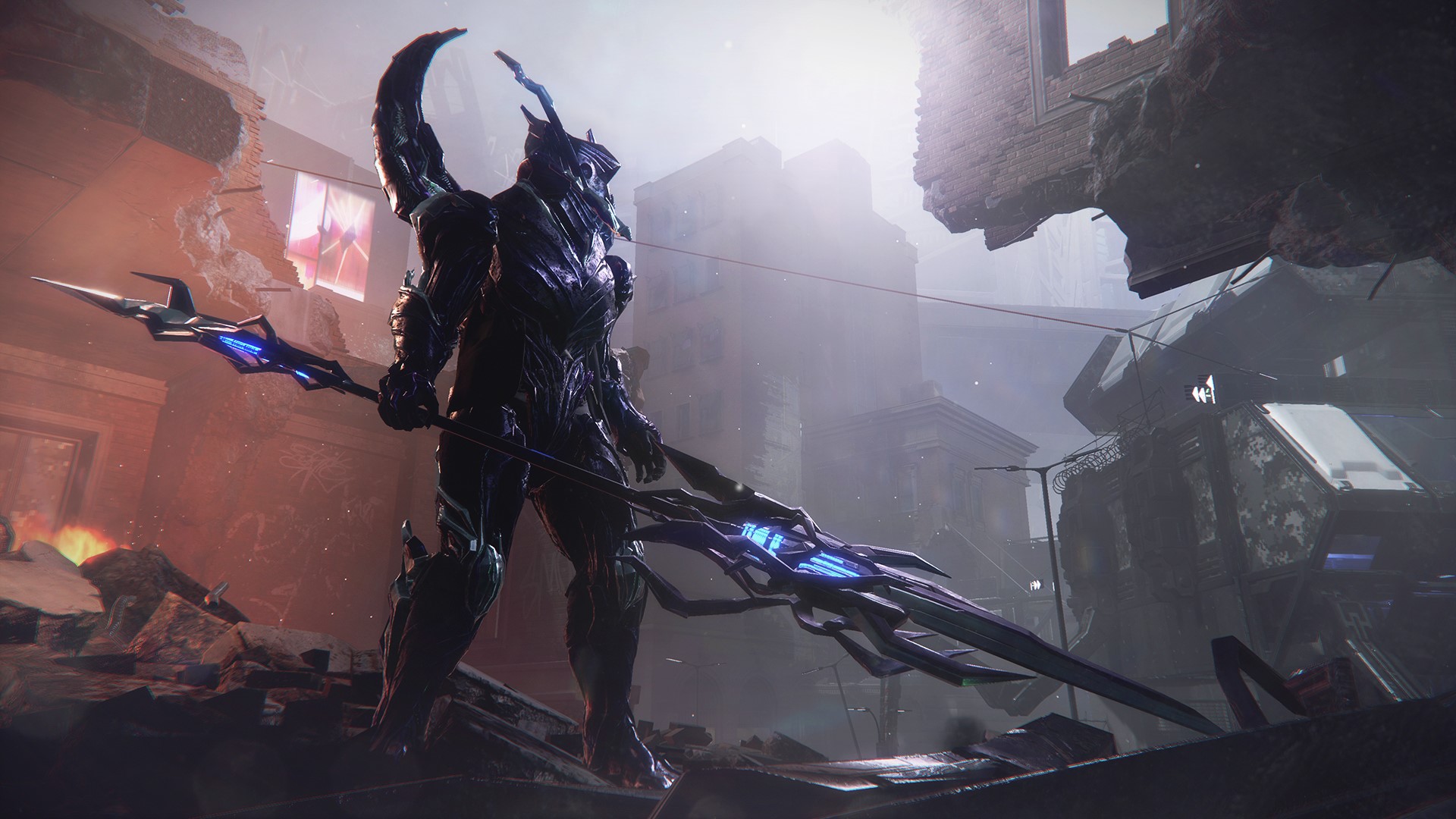 The Surge 2 character with a spear in ruins HD Wallpaper