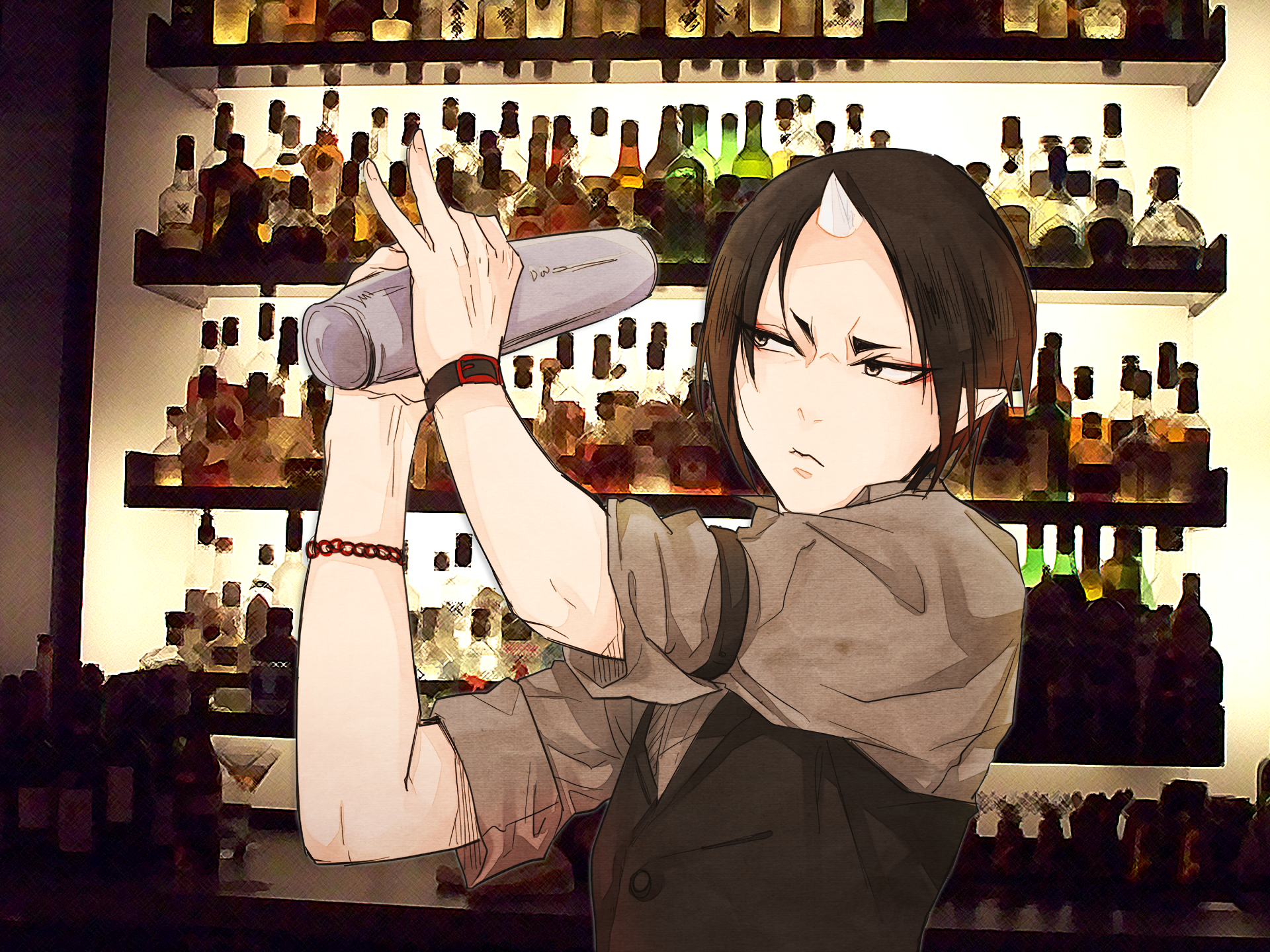Hoozuki no Reitetsu character shaking a cocktail shaker HD Wallpaper