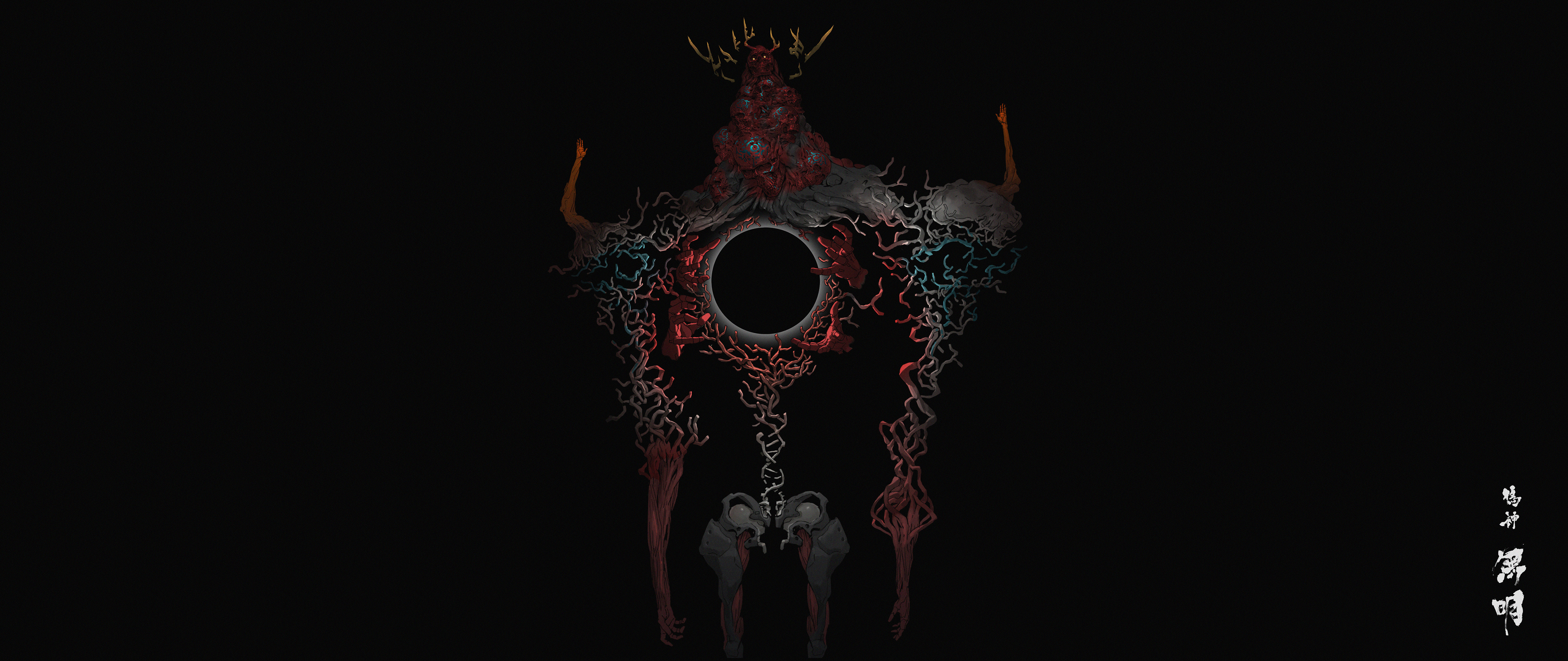 Undead creature with a black hole in its chest HD Wallpaper