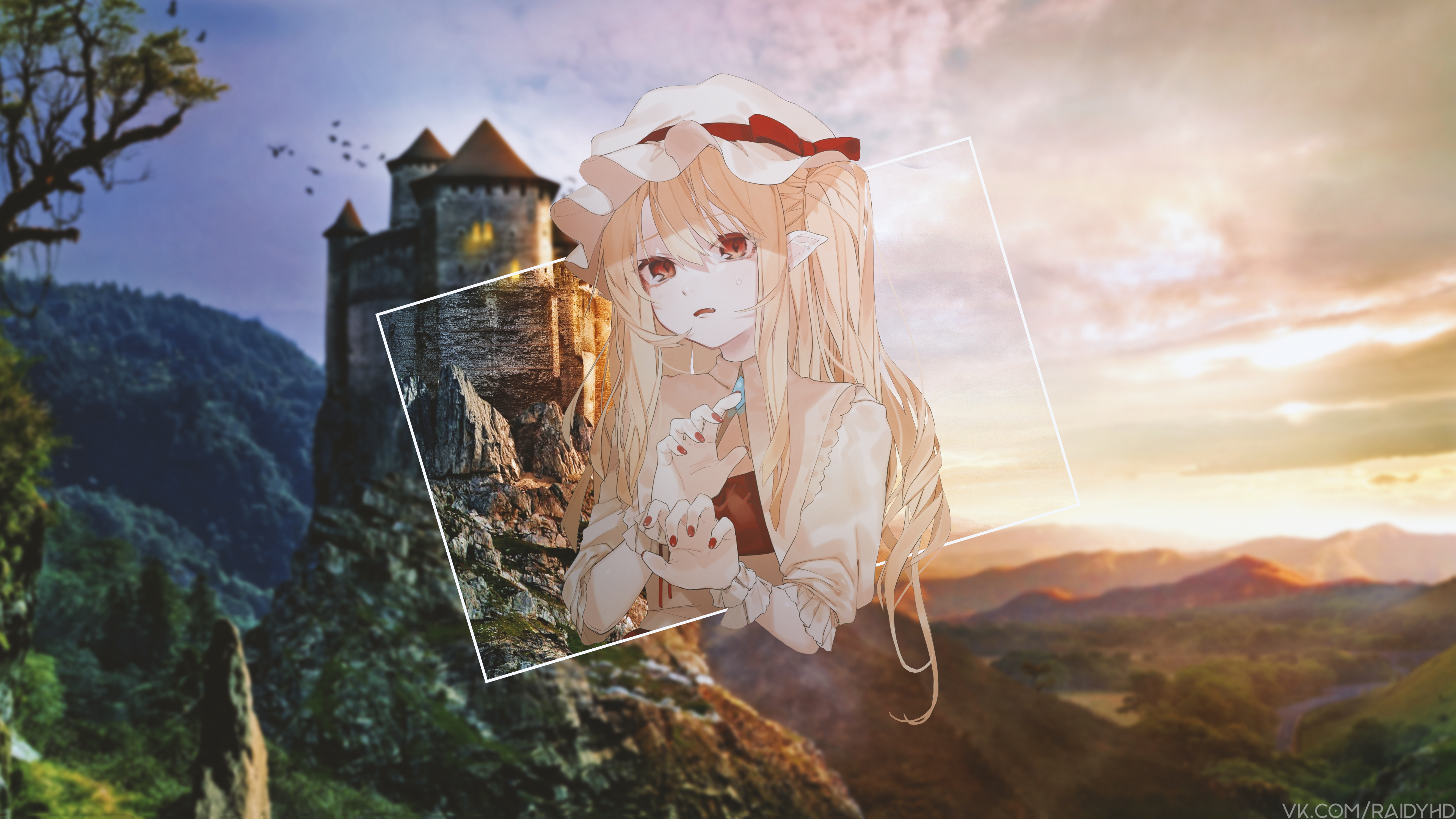 4K Touhou Anime Girl Picture-in-Picture HD Wallpaper