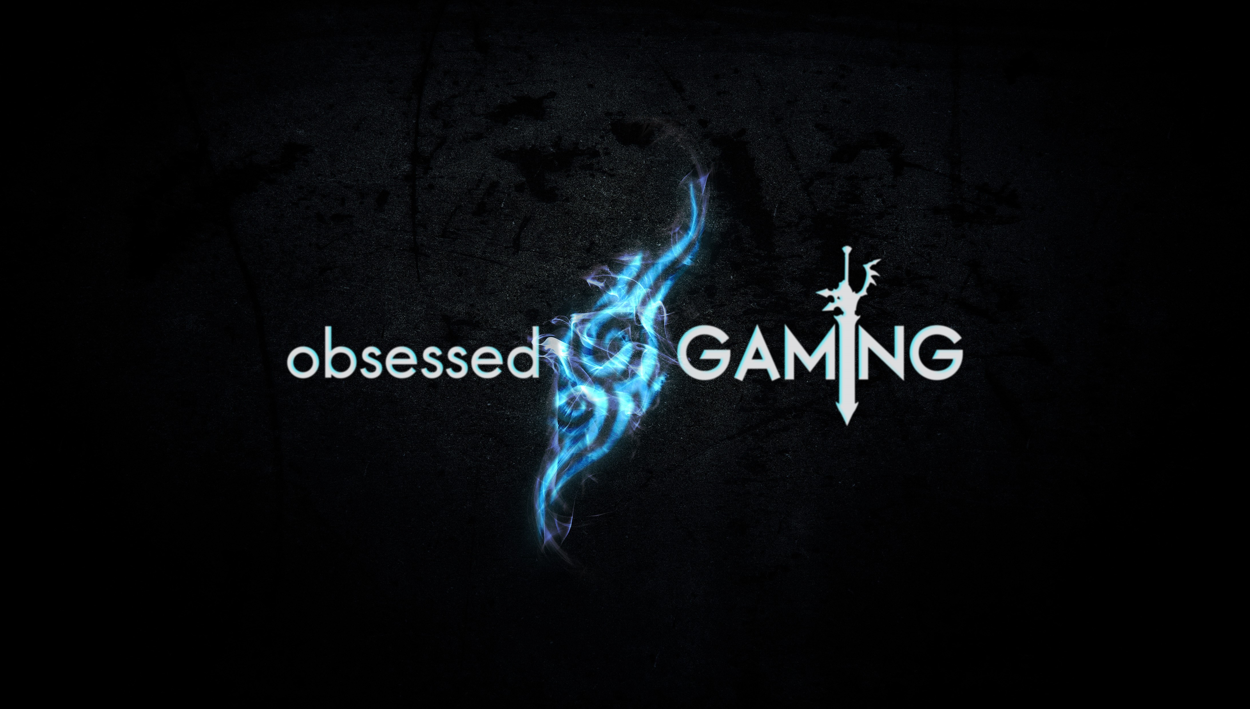 Obsessed Gaming logo with cyan flame and sword HD Wallpaper
