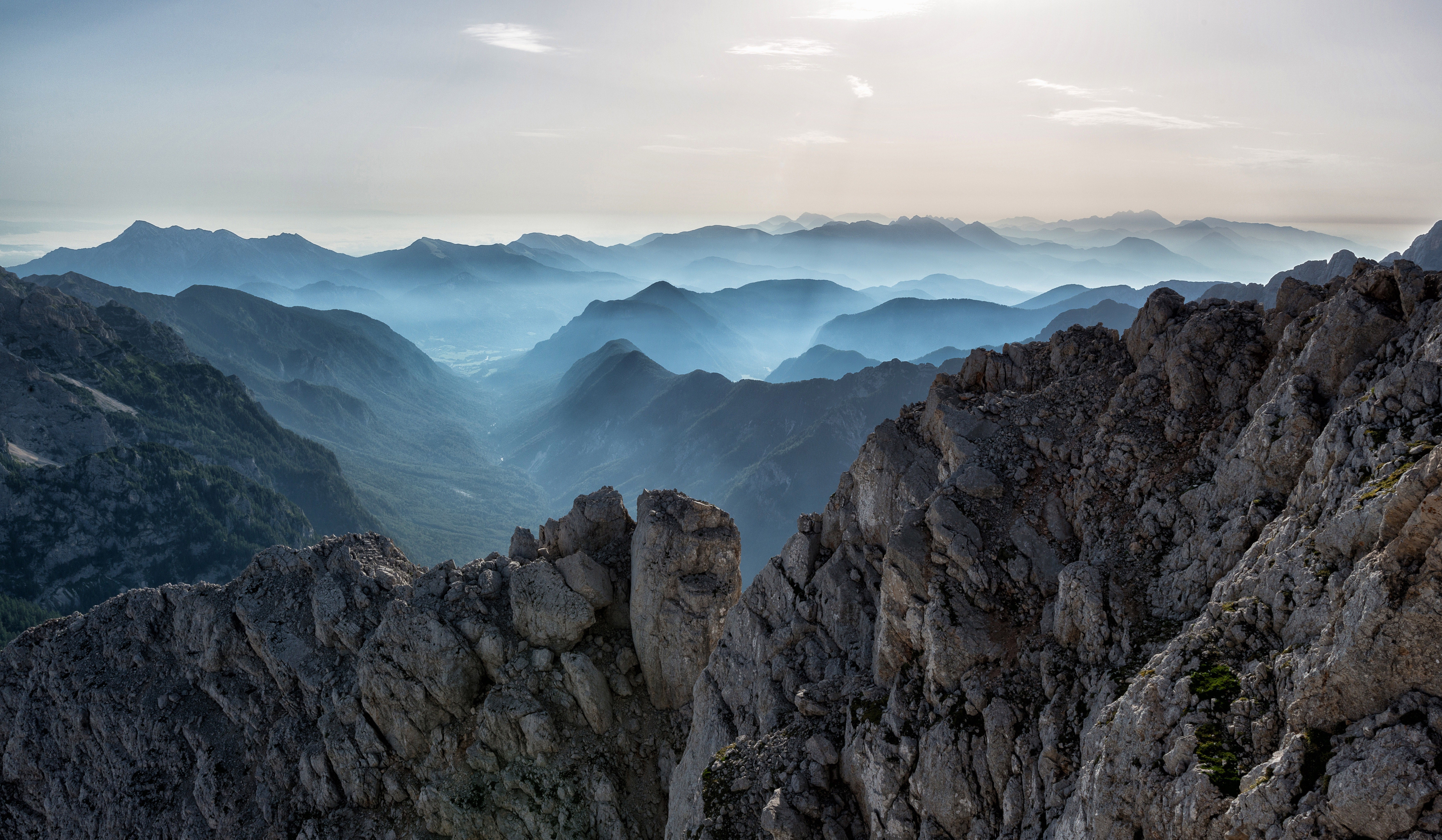 4K mountain landscape with mist and rocks HD Wallpaper