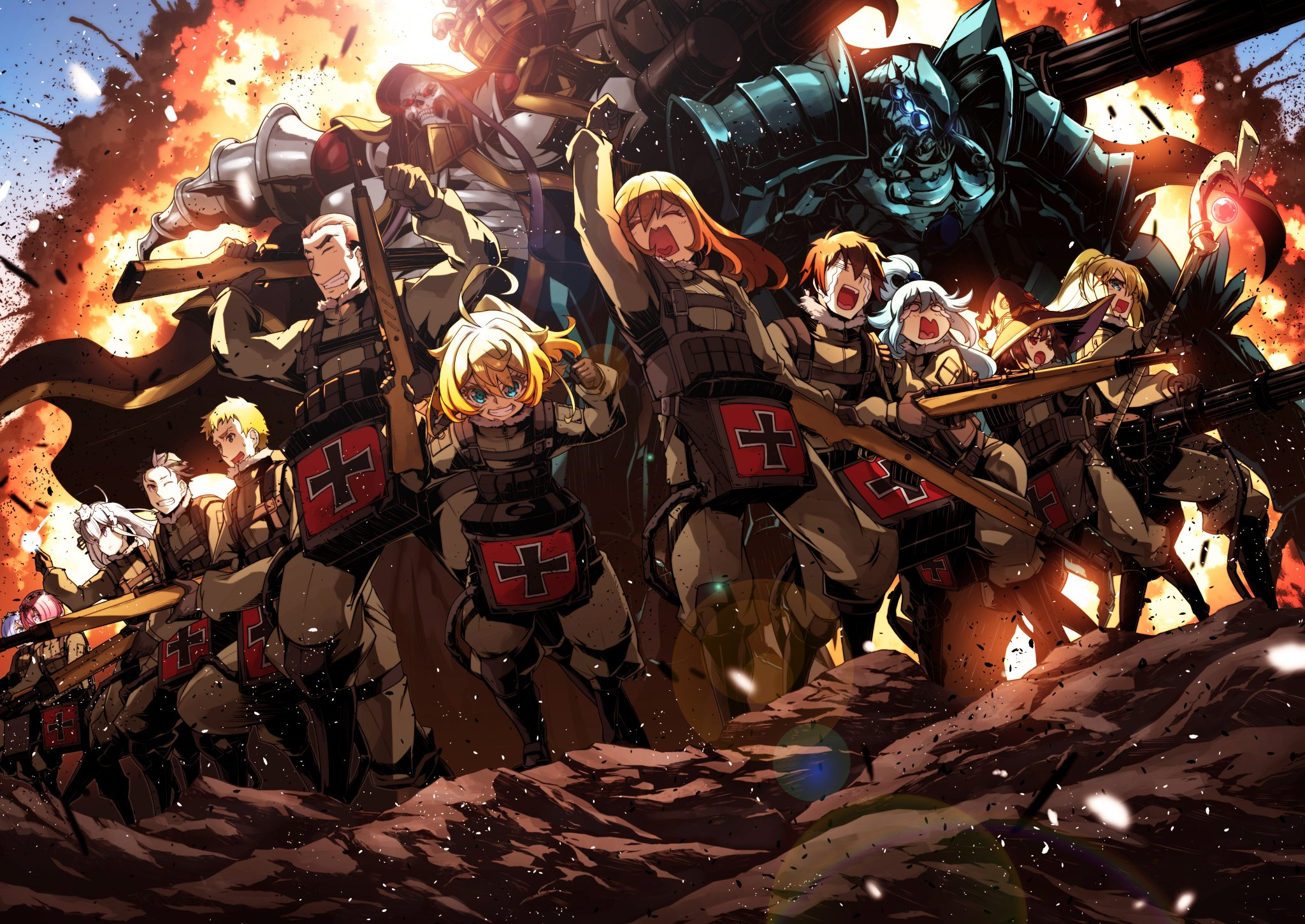 Overlord and KonoSuba Characters in Battle Gear HD Wallpaper