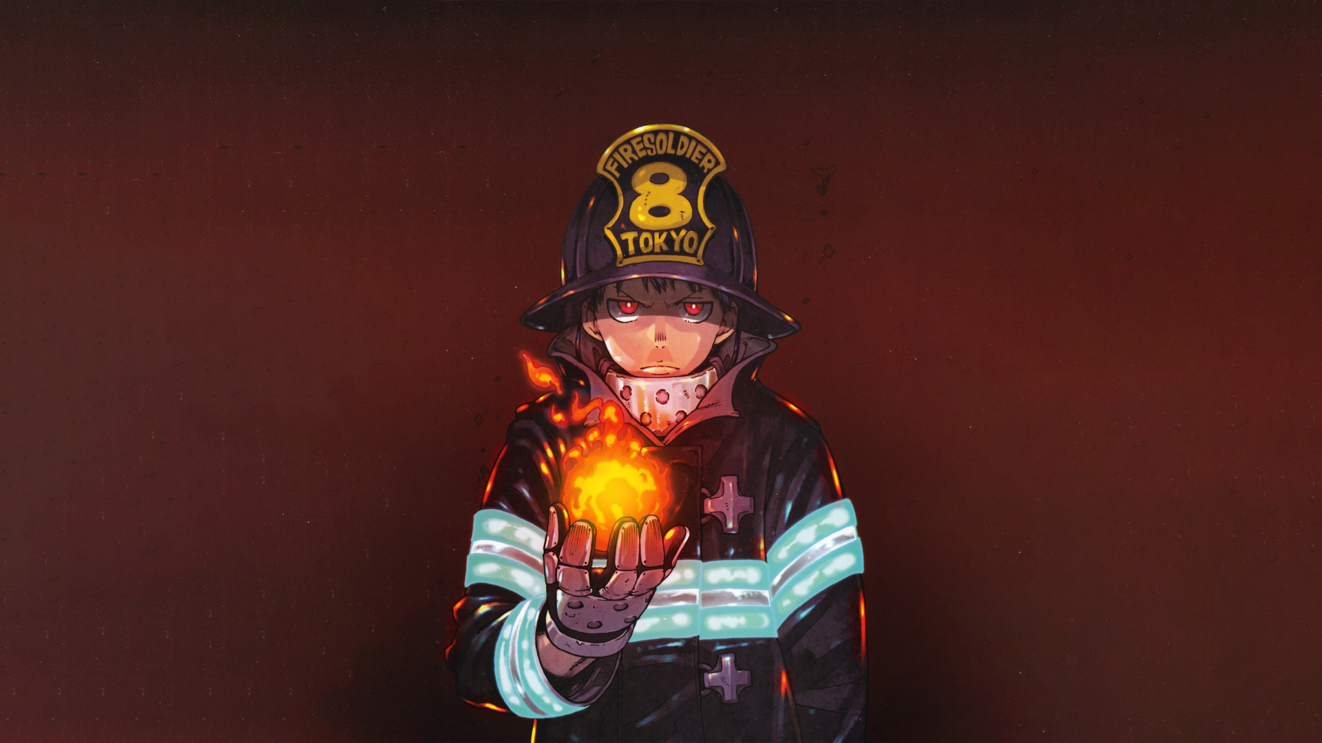 Shinra Kusakabe from Fire Force holding fire HD Wallpaper