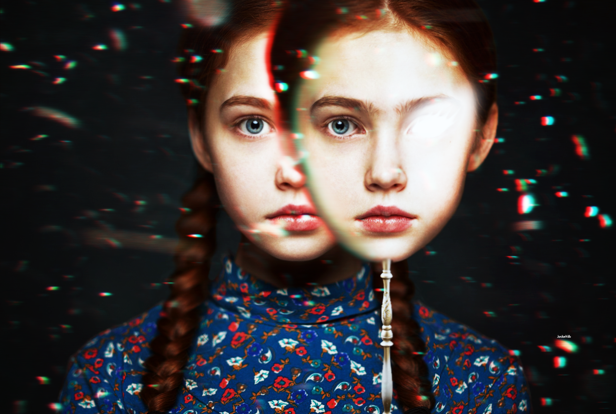 Girl with mask and glitch effect HD Wallpaper