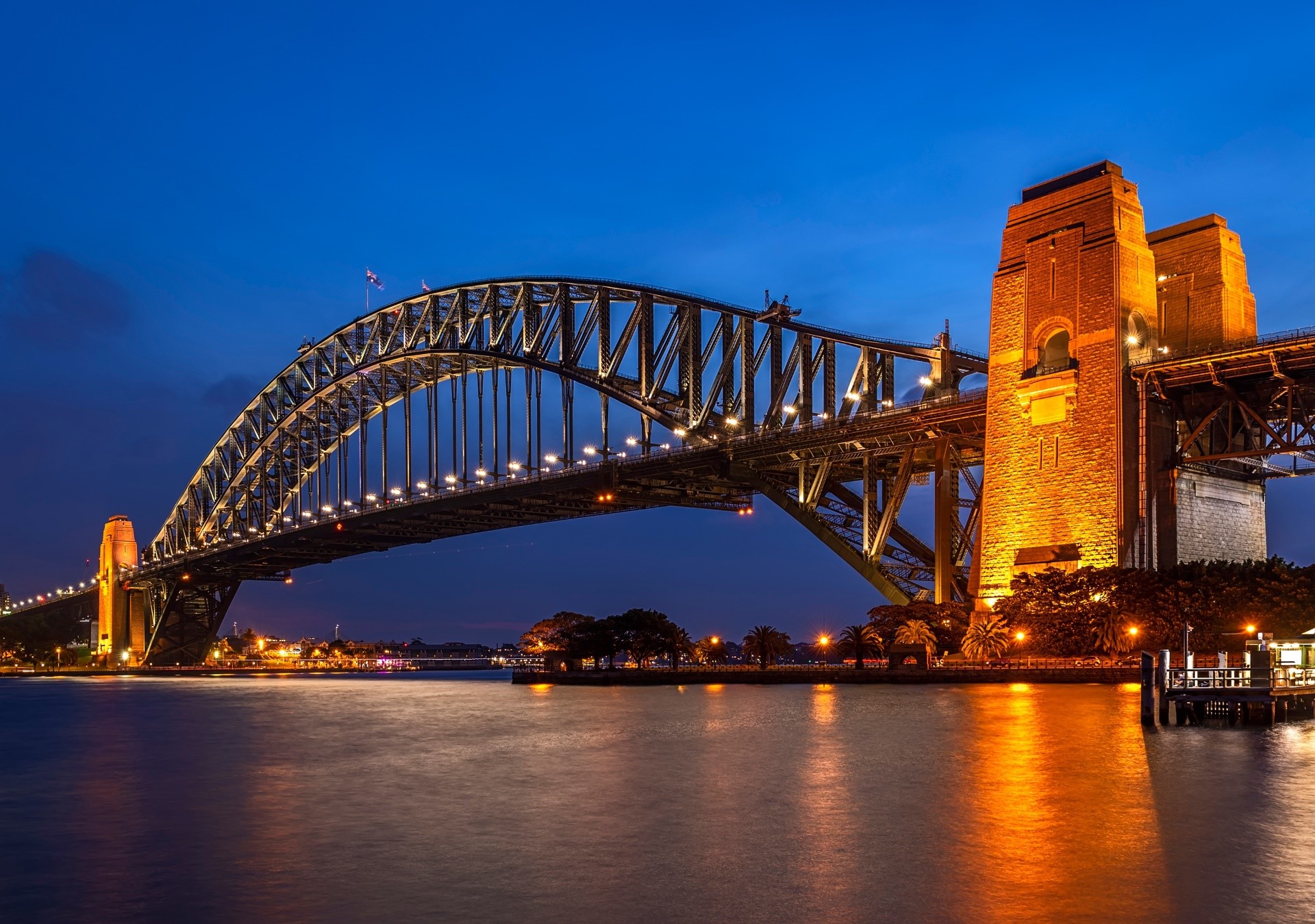 Sydney Harbour Bridge at night HD Wallpaper