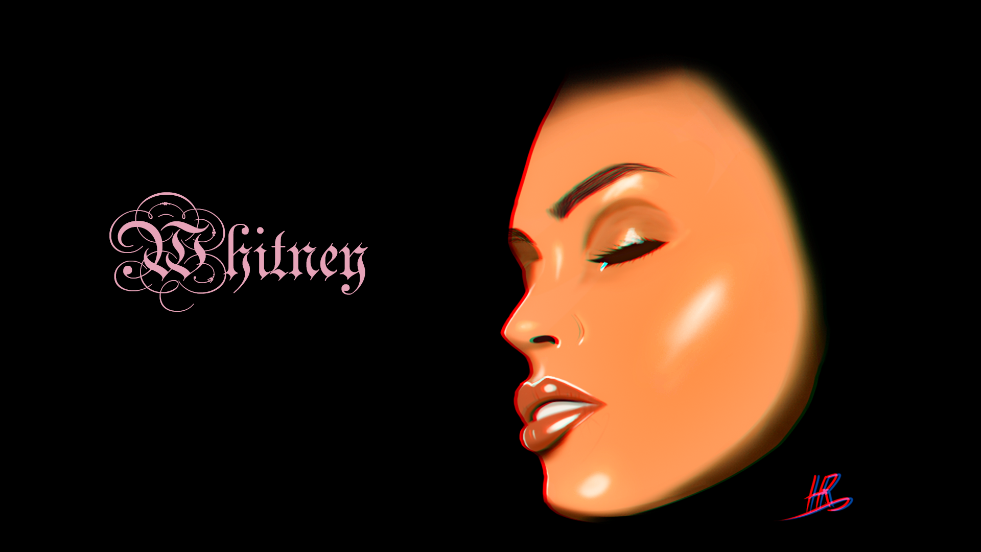 Whitney Houston portrait with text HD Wallpaper