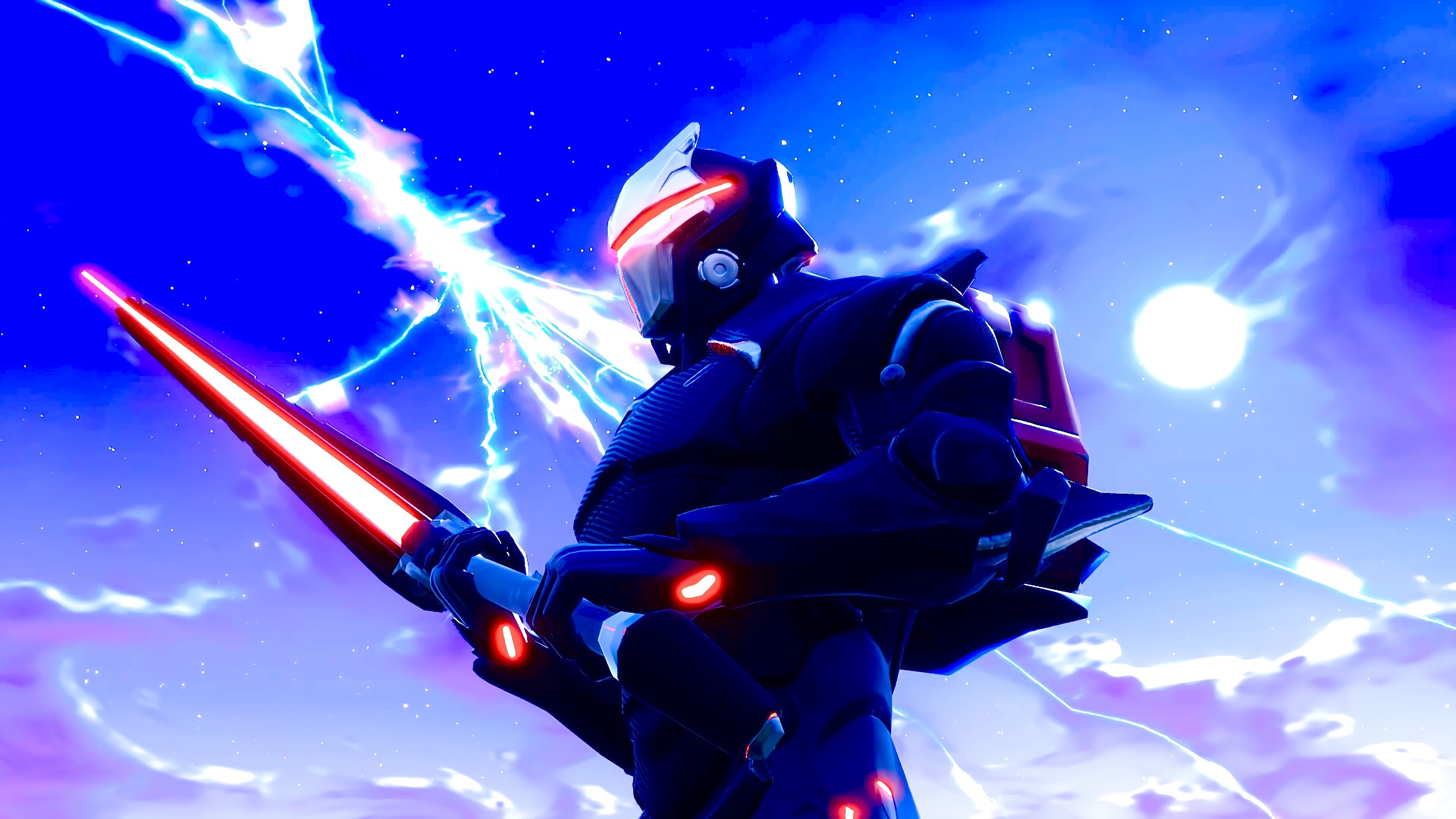 4K Fortnite character with glowing sword HD Wallpaper