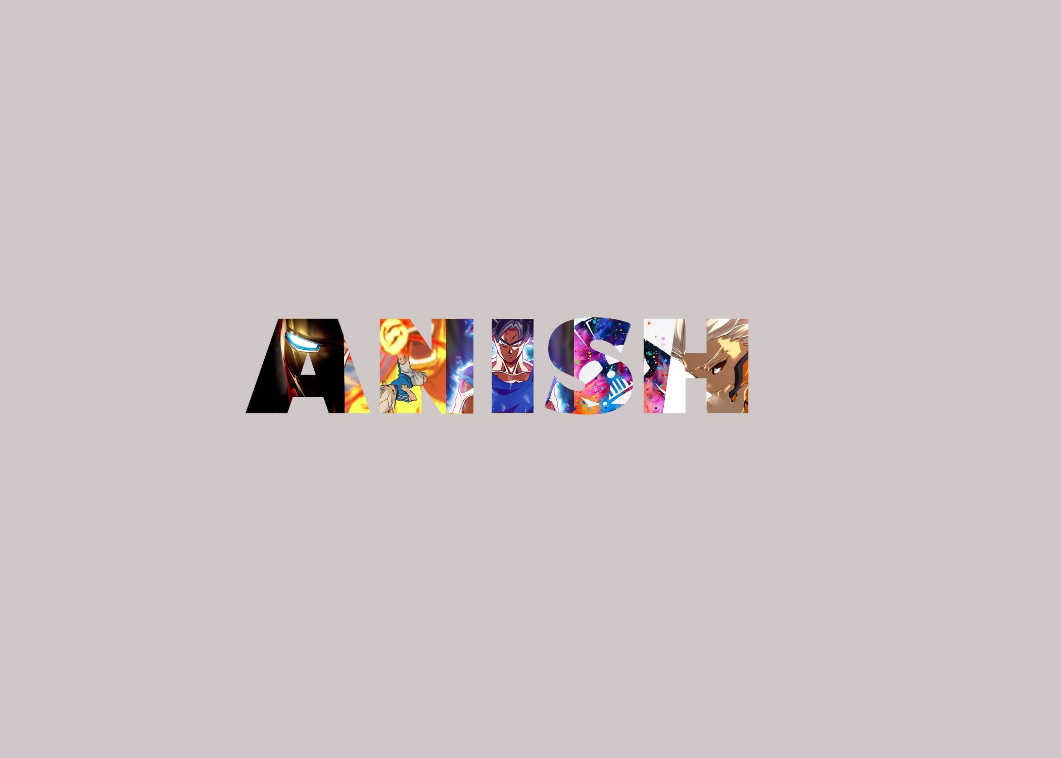 Anish typography with anime characters HD Wallpaper