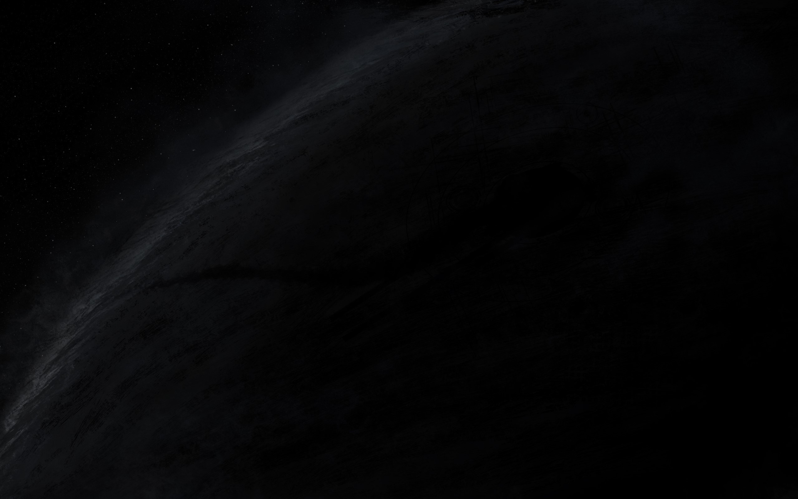 Dark planet in outer space with stars HD Wallpaper