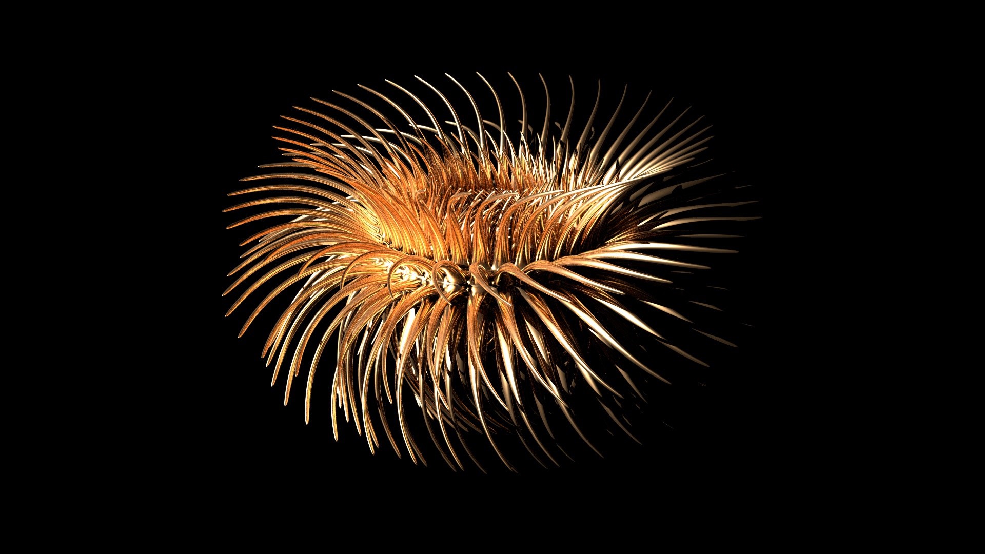 Abstract gold render on black background HD Wallpaper
