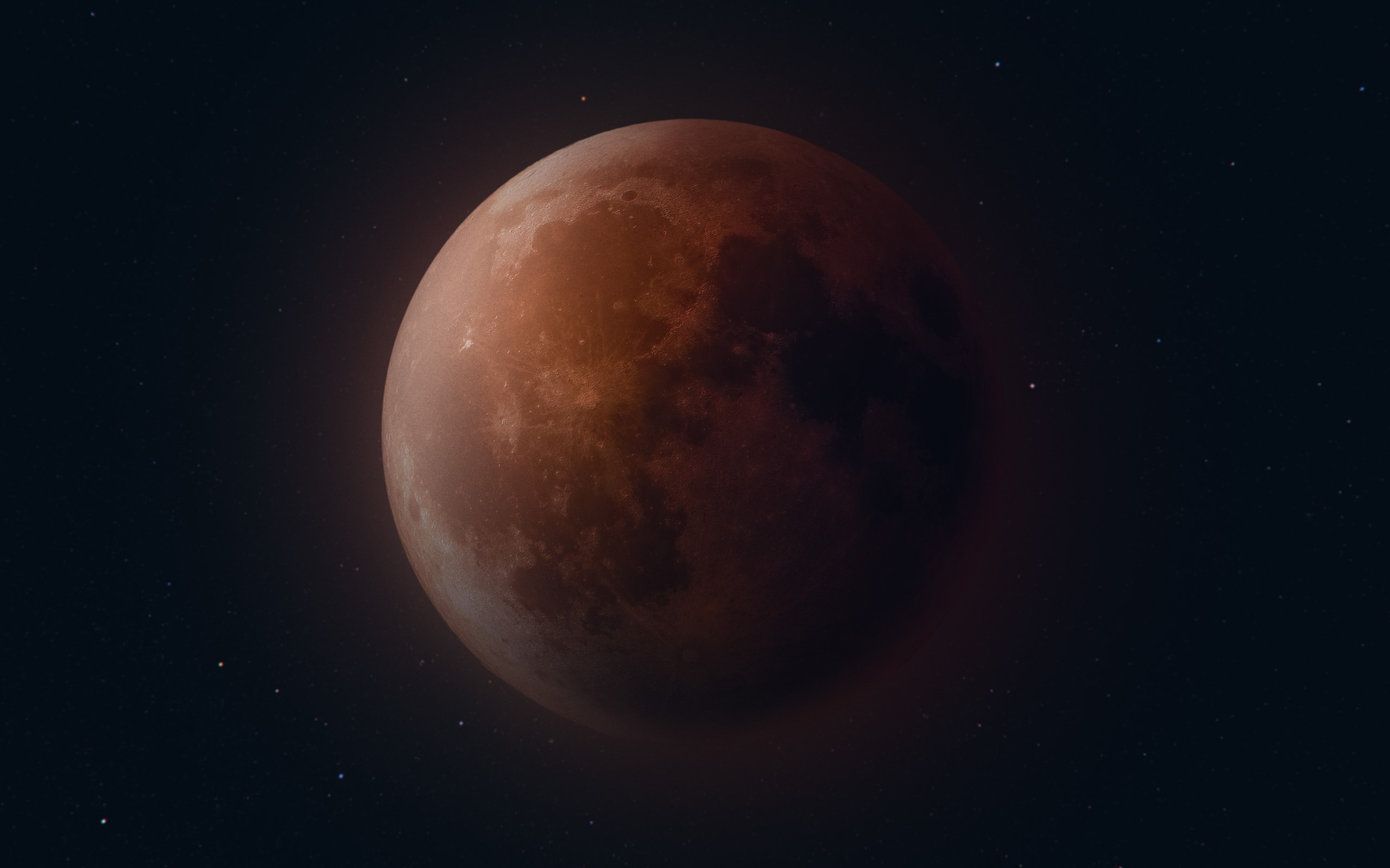 Blood moon in space with stars HD Wallpaper