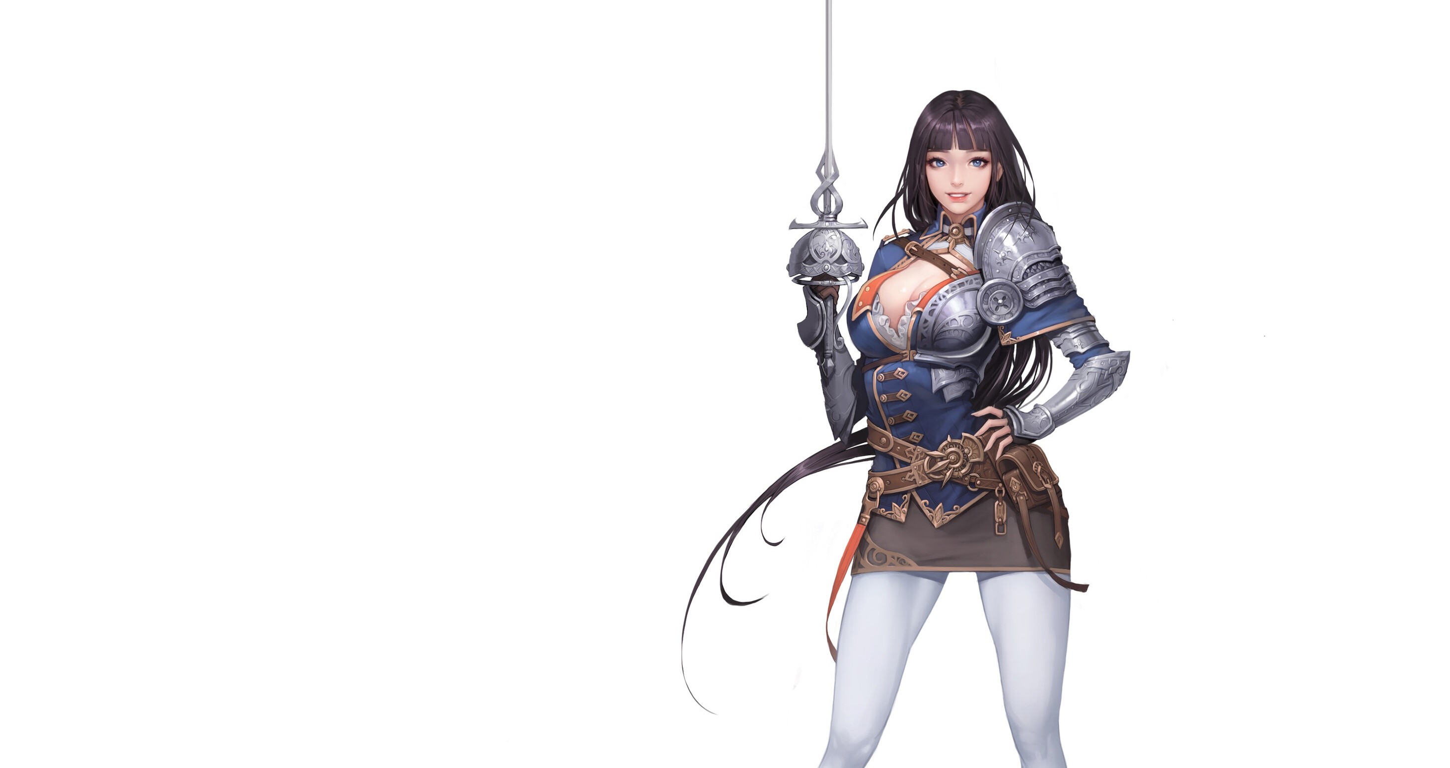 Fantasy girl with sword and armor HD Wallpaper