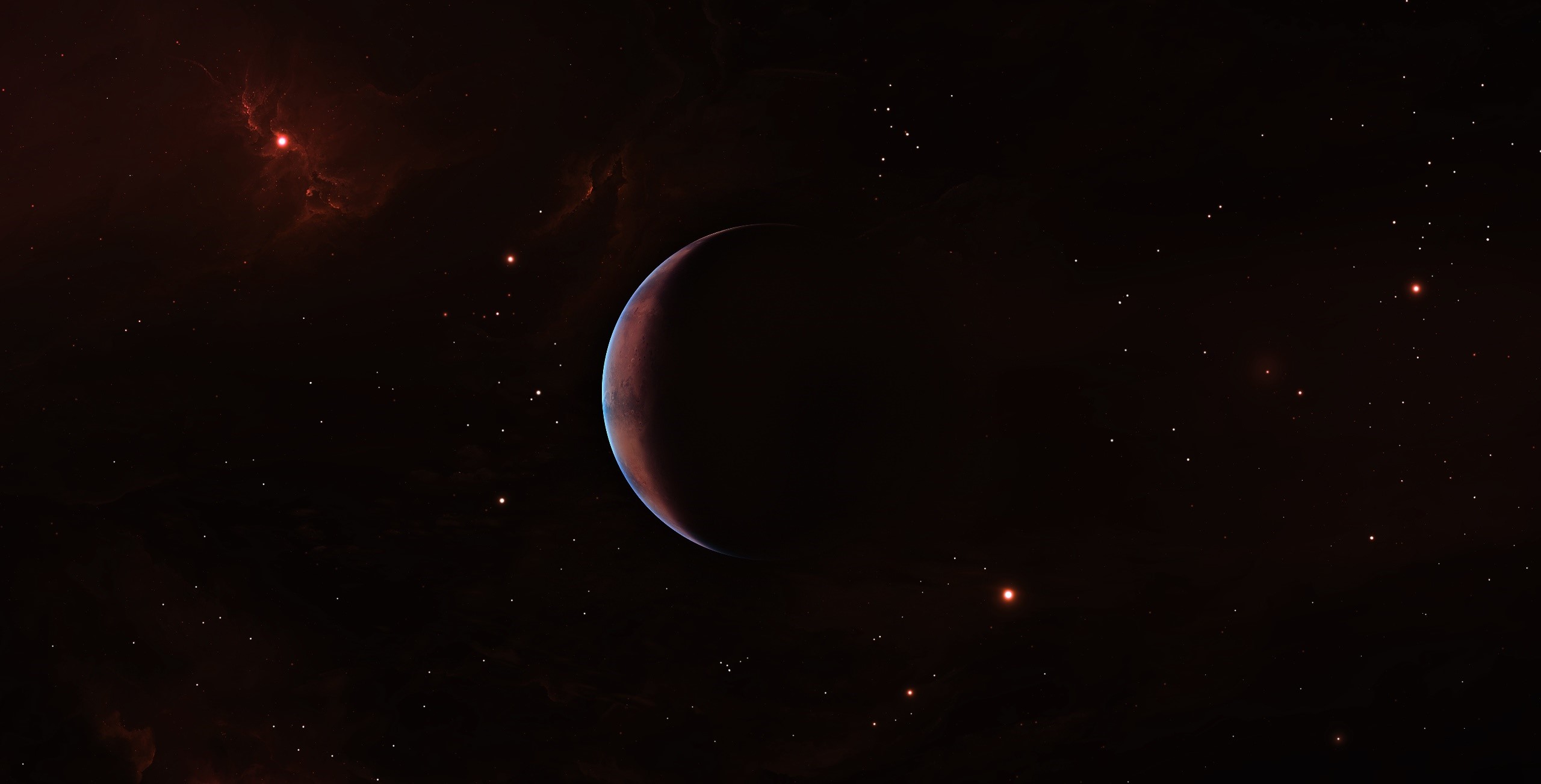 Planet in deep space with nebulae and stars HD Wallpaper