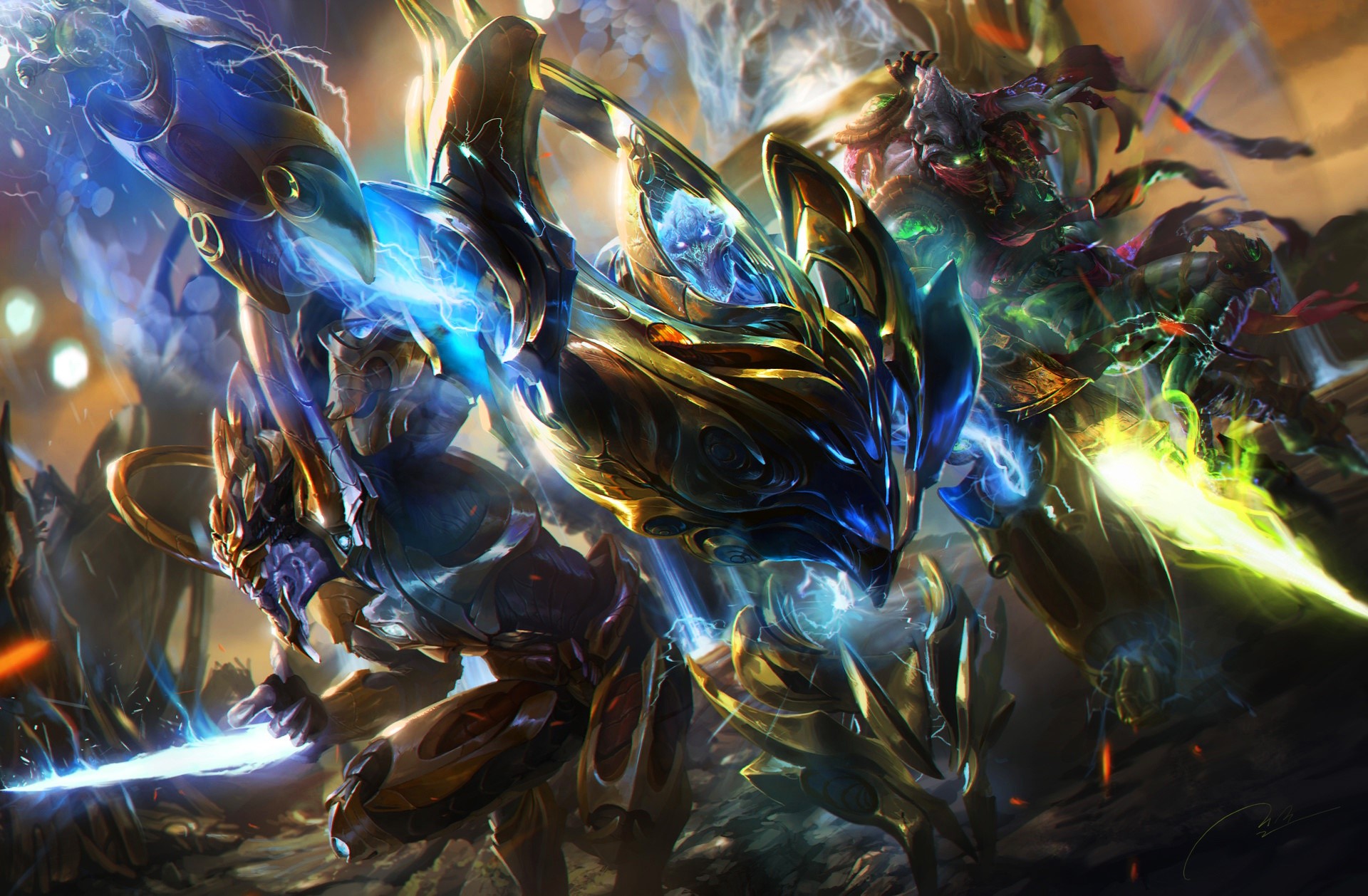 StarCraft Protoss warriors in battle HD Wallpaper