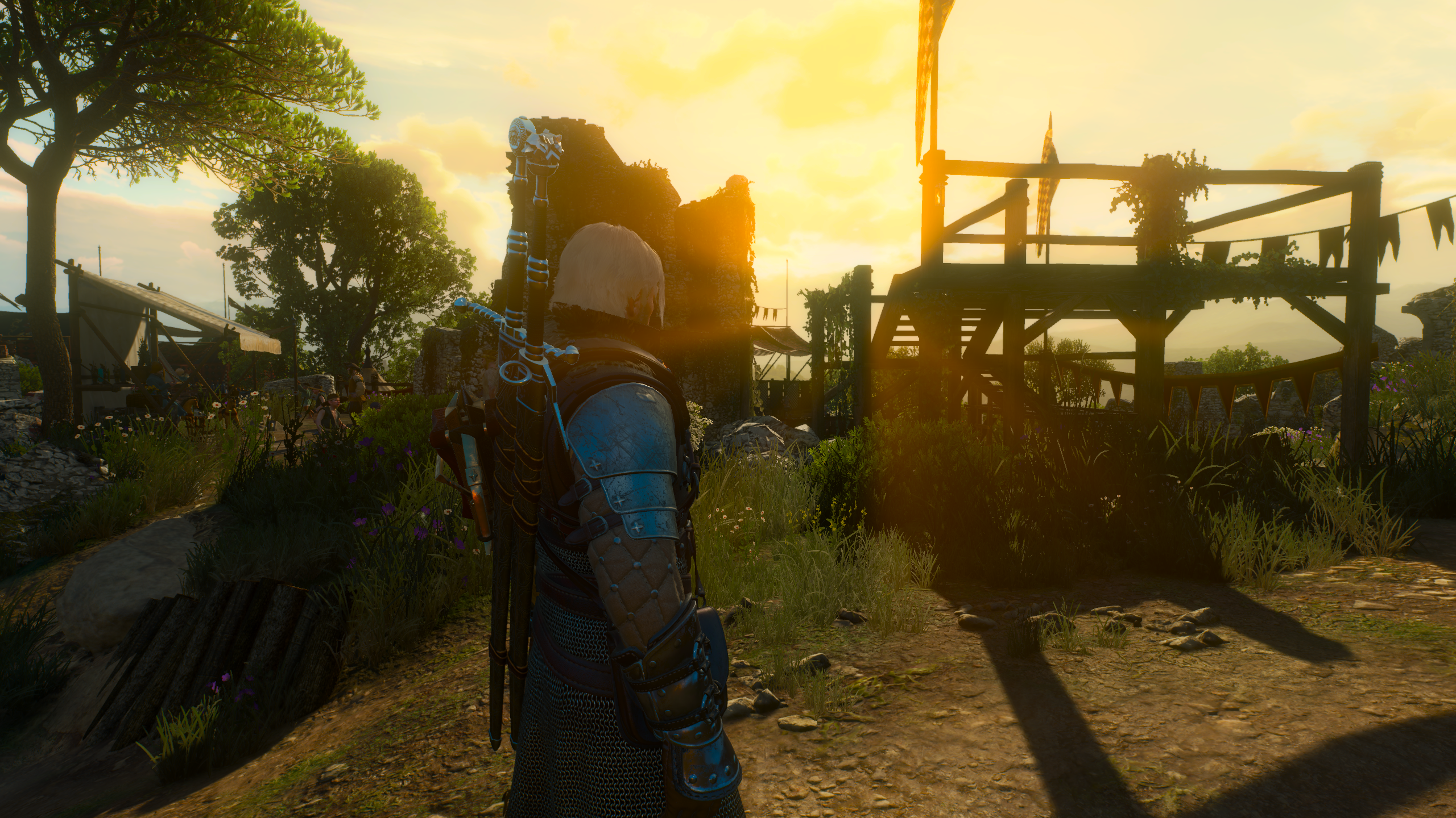 Geralt of Rivia from The Witcher 3 with swords HD Wallpaper