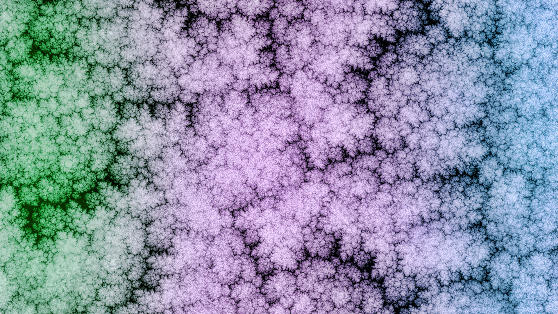 Abstract fractal pattern with green, purple, and blue gradient HD Wallpaper
