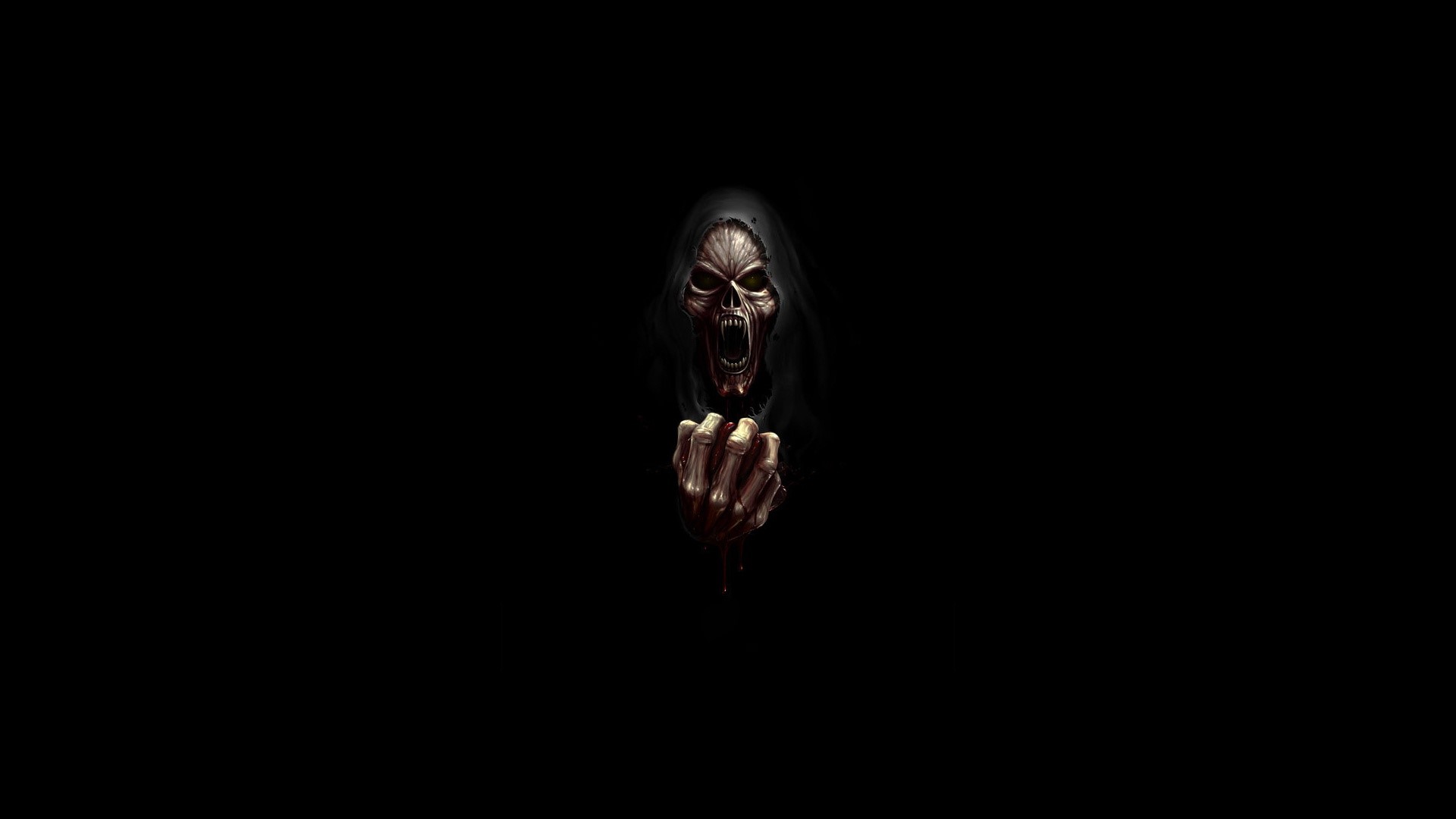 Grim Reaper with bloody hand and skull face HD Wallpaper