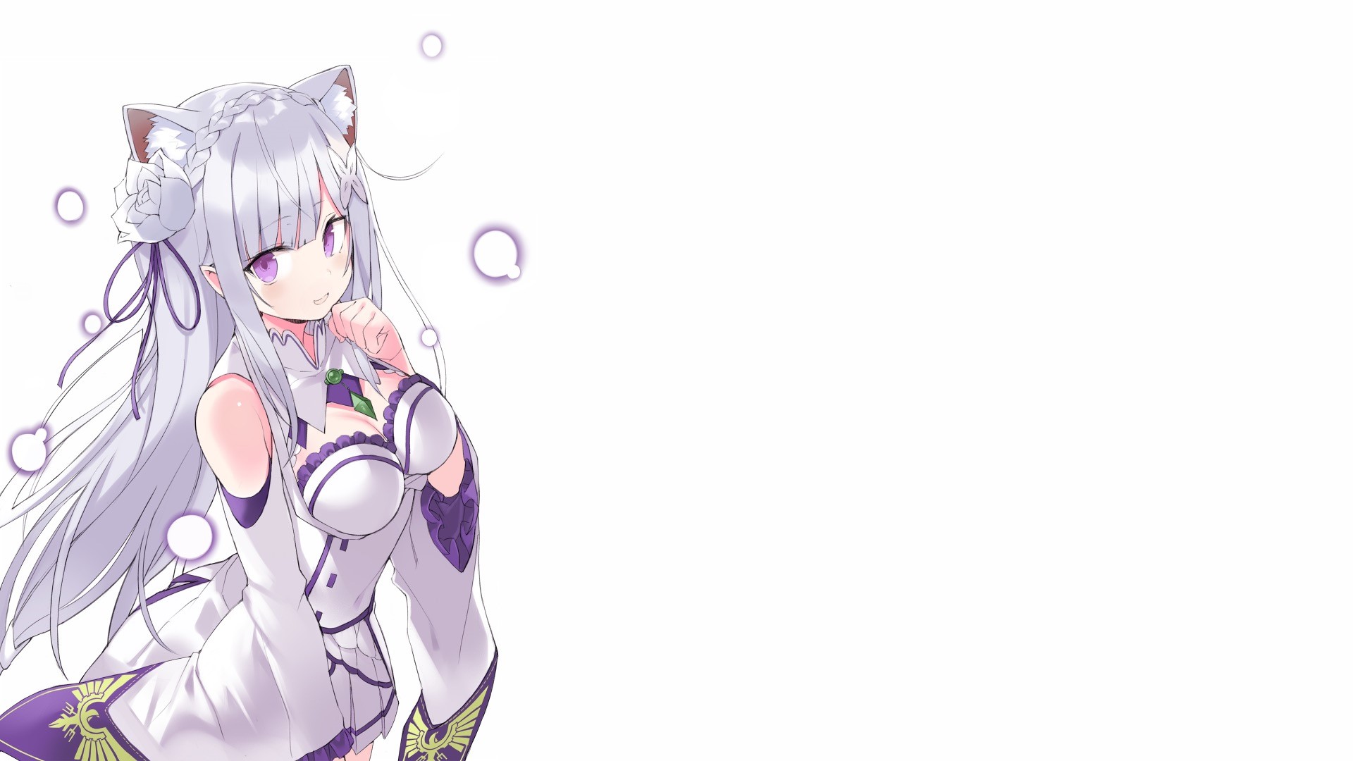 Emilia from Re:Zero with Cat Ears HD Wallpaper