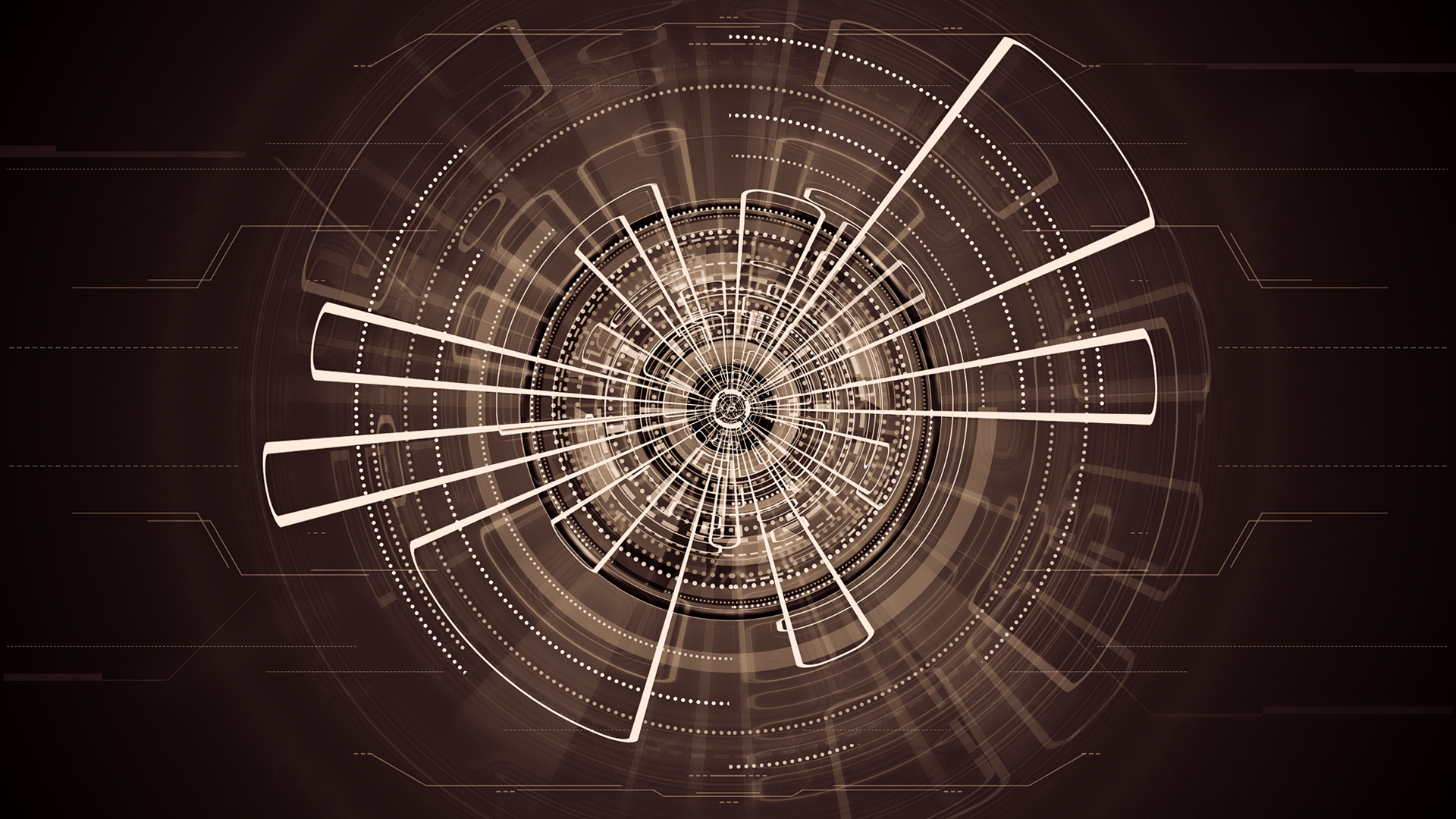 Abstract futuristic tech interface with radial lines HD Wallpaper