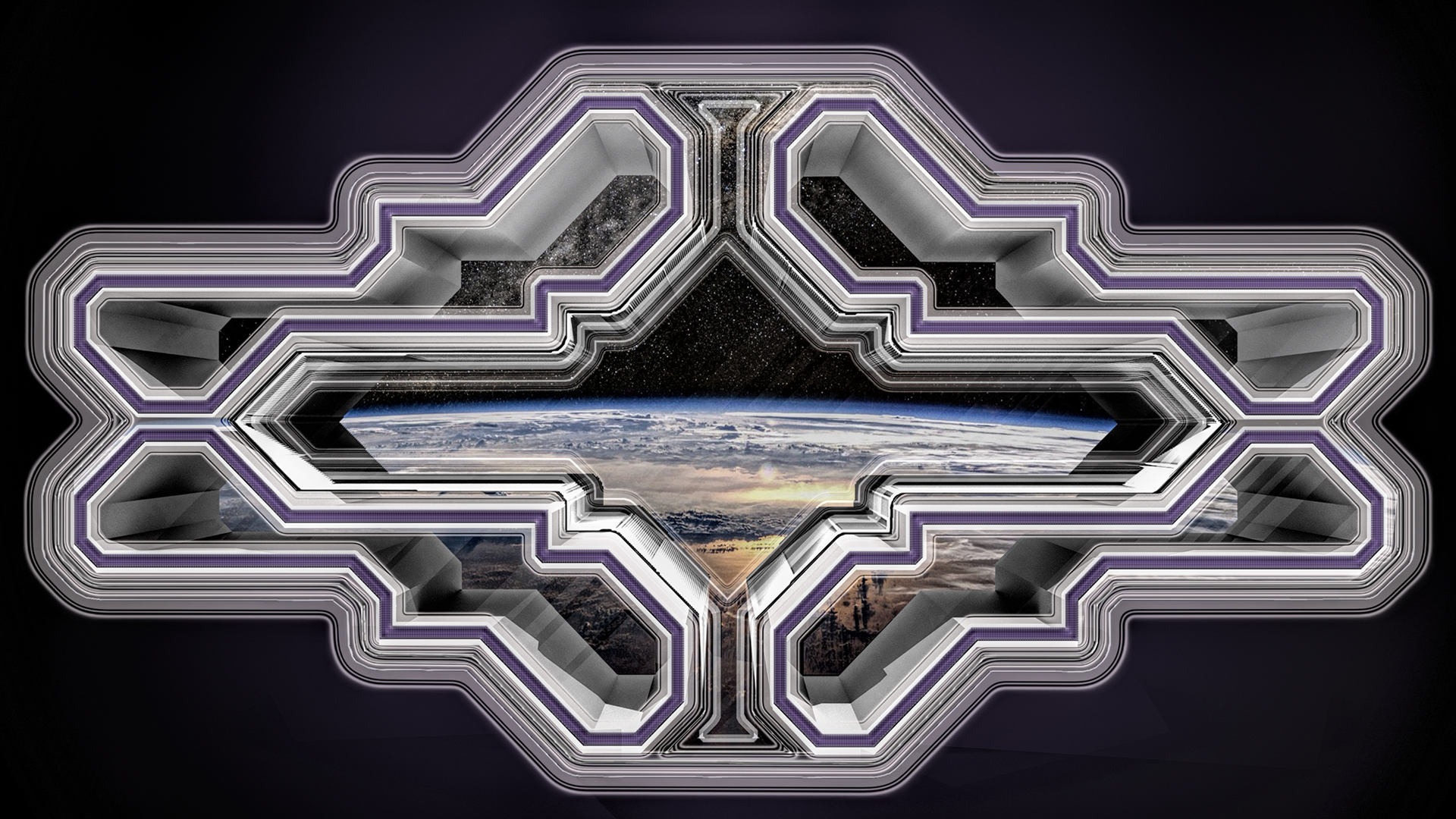 Abstract futuristic geometric frame with Earth view HD Wallpaper