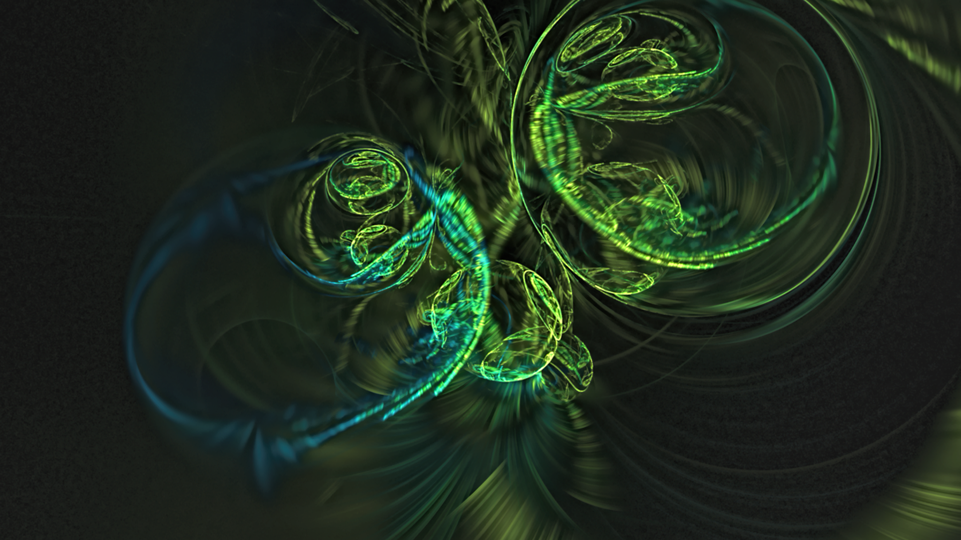 Abstract fractal shapes with green and blue colors HD Wallpaper