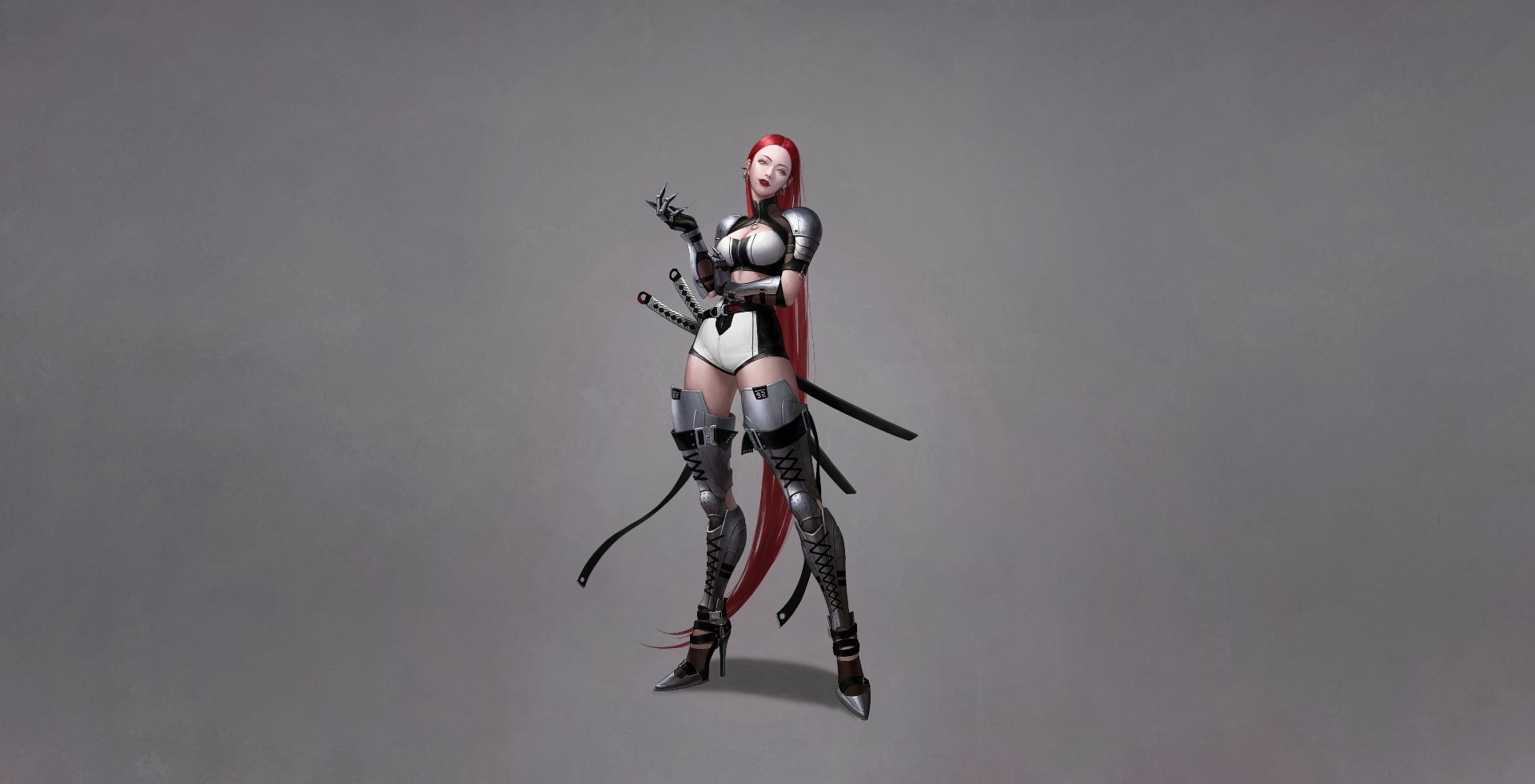Redhead warrior with swords and armor HD Wallpaper