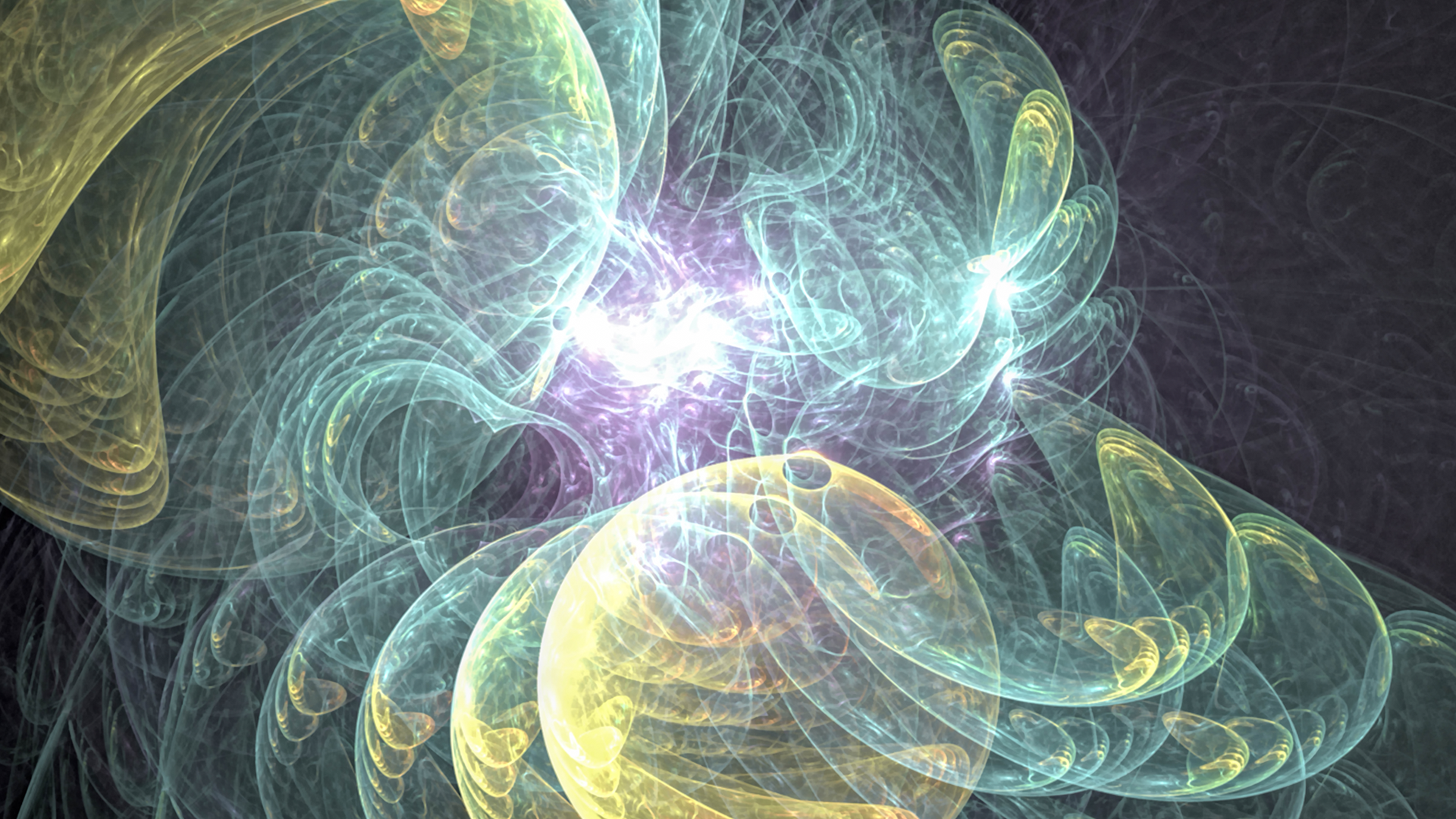 Abstract fractal shapes with glowing light HD Wallpaper