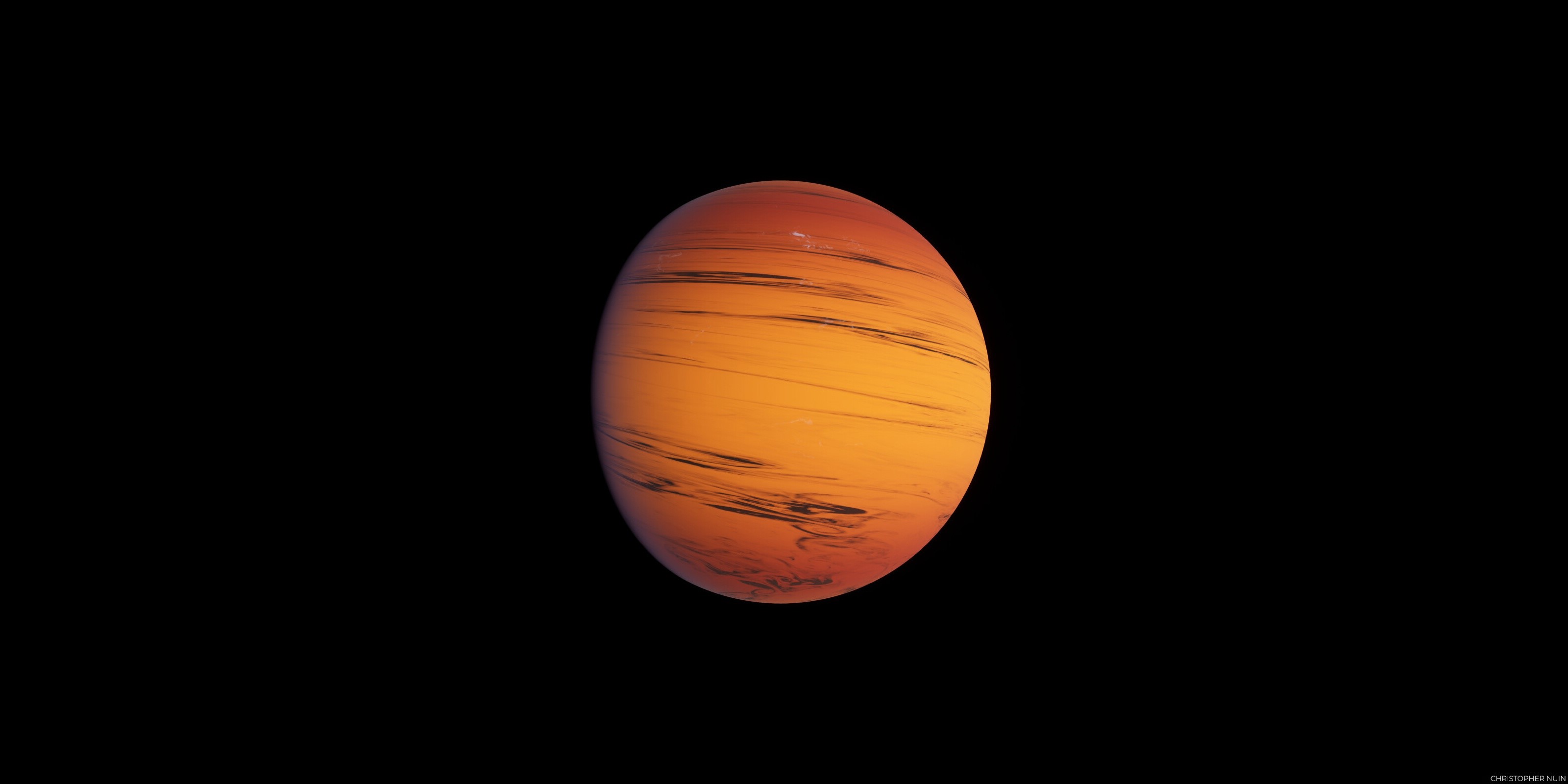 Orange and red striped planet in space HD Wallpaper