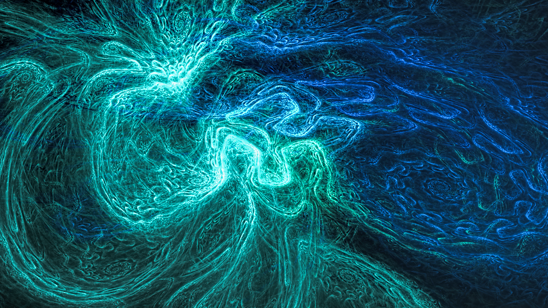 Abstract fractal patterns in turquoise and blue HD Wallpaper