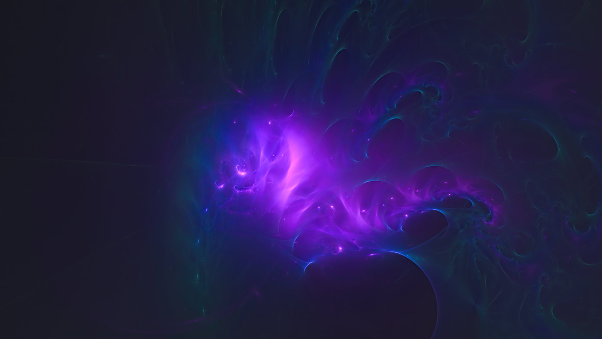 Abstract fractal nebula with purple and blue light HD Wallpaper