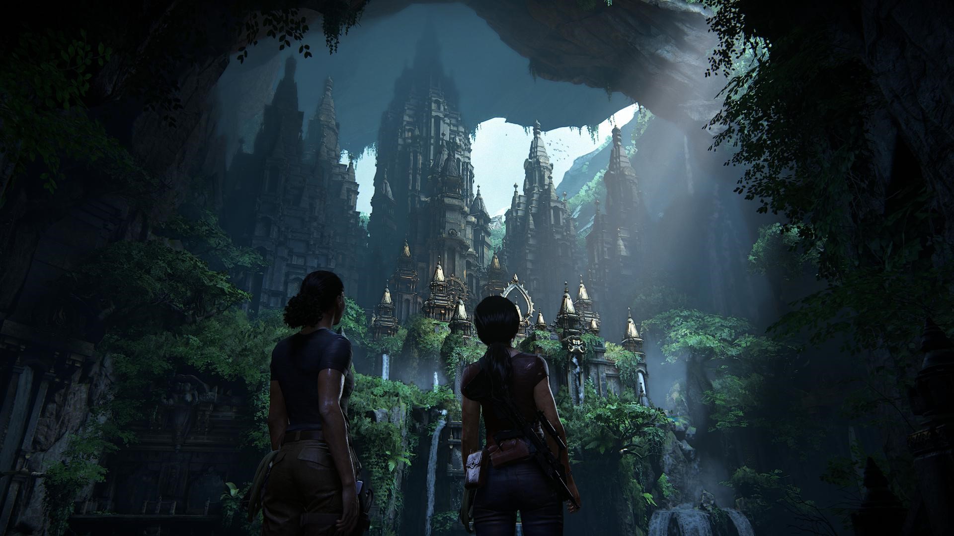 Chloe Frazer and Nadine Ross in a fantasy city from Uncharted: The Lost Legacy HD Wallpaper