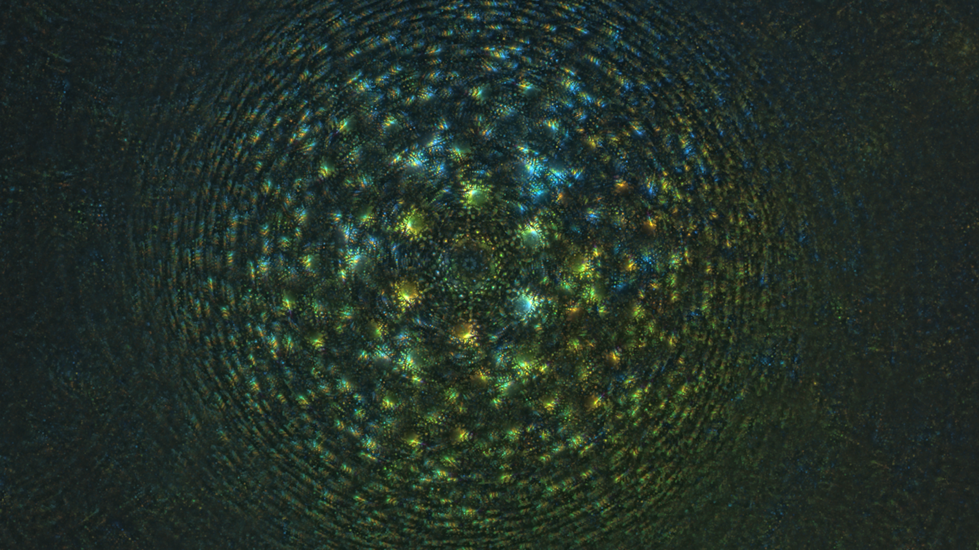 Abstract fractal pattern with concentric circles and glowing lights HD Wallpaper