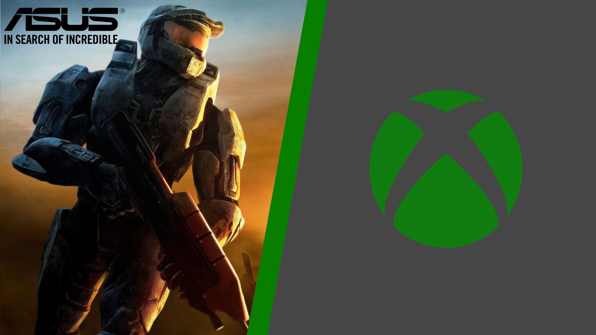 Master Chief from Halo with ASUS and Xbox logos HD Wallpaper