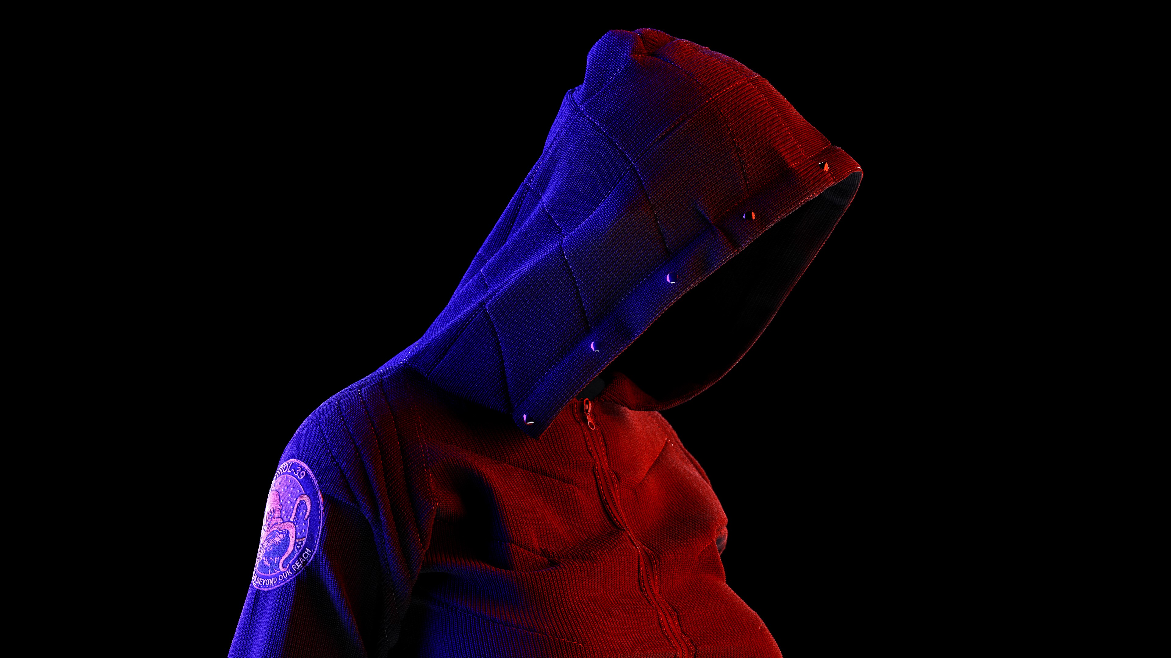 Person in Hooded Jacket with Patch HD Wallpaper