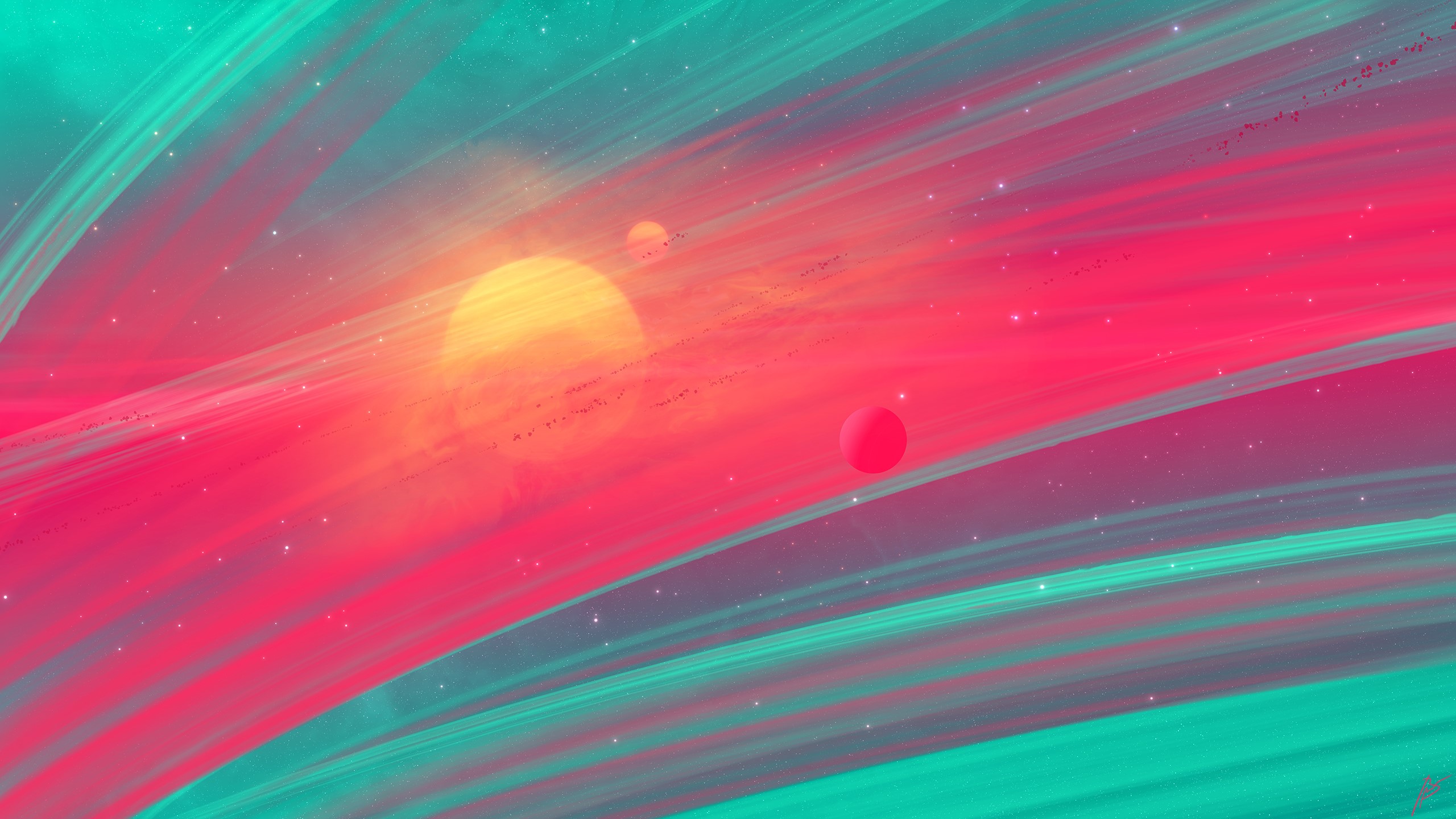 Space art with planets and nebula by JoeyJazz HD Wallpaper