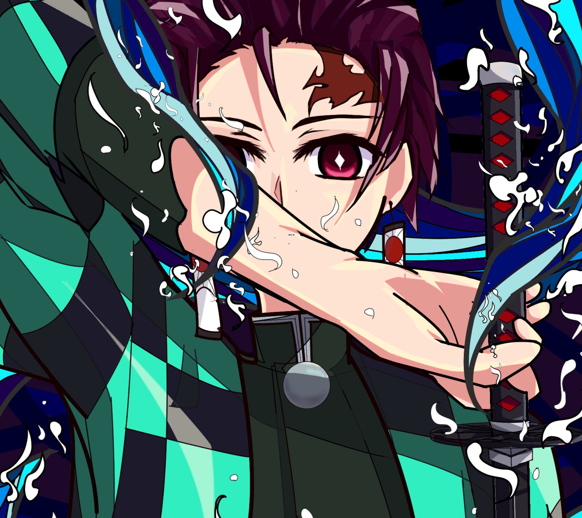 Kamado Tanjiro from Kimetsu no Yaiba with sword HD Wallpaper