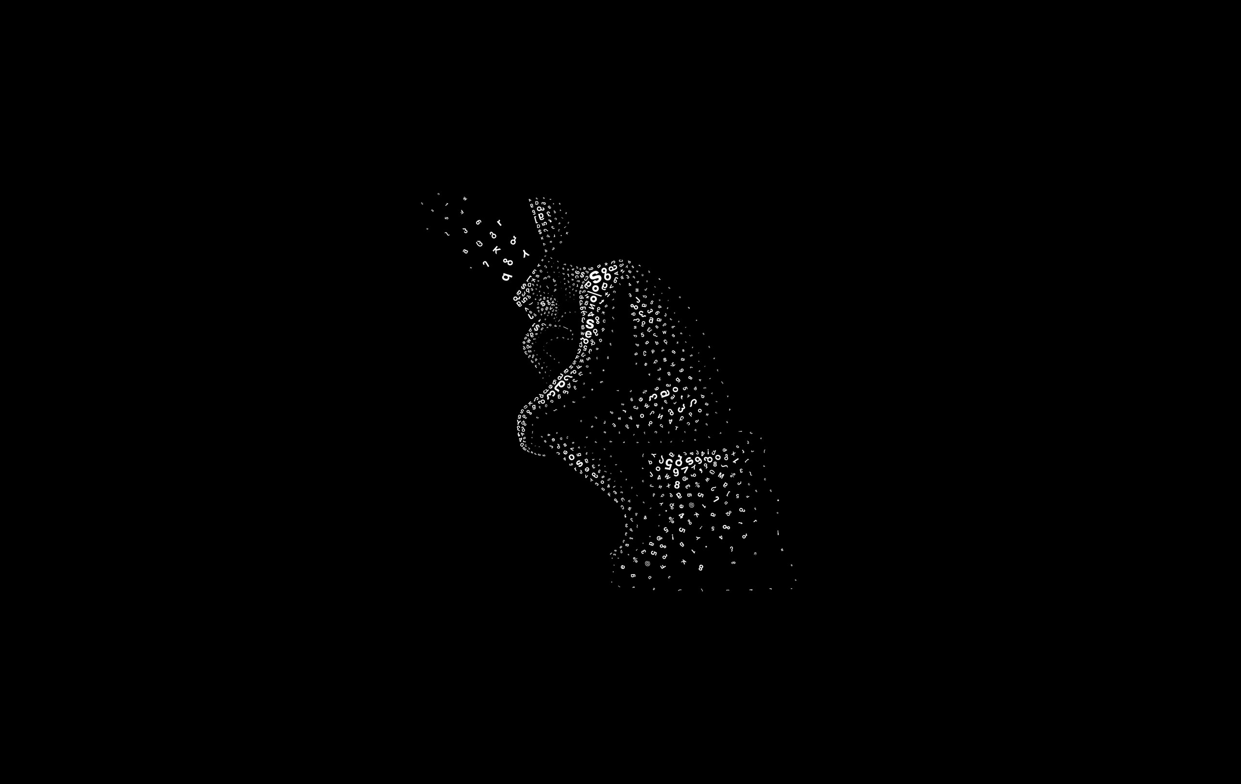 Statue of a man made of letters and numbers HD Wallpaper