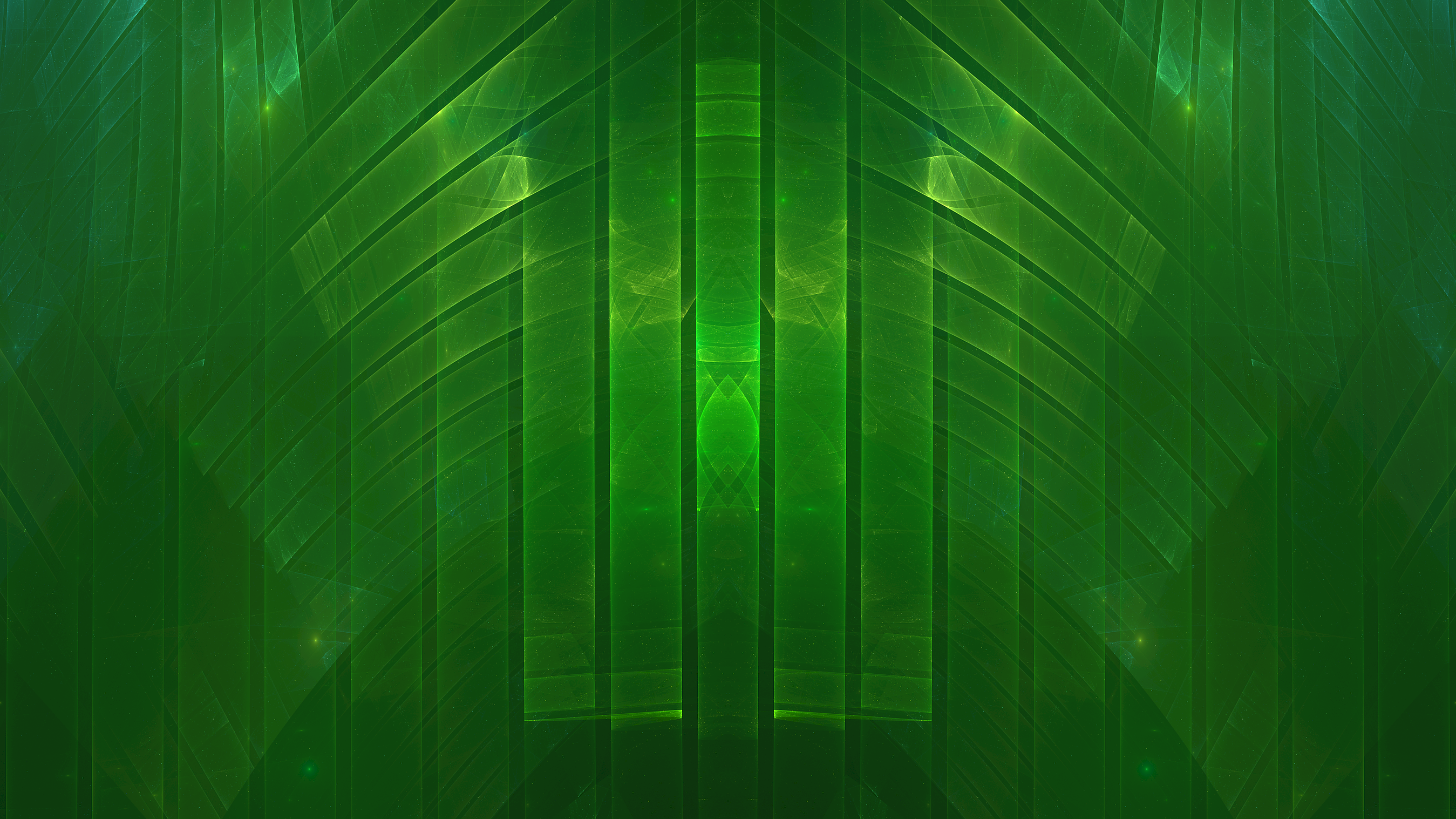 Abstract green fractal pattern with symmetry HD Wallpaper