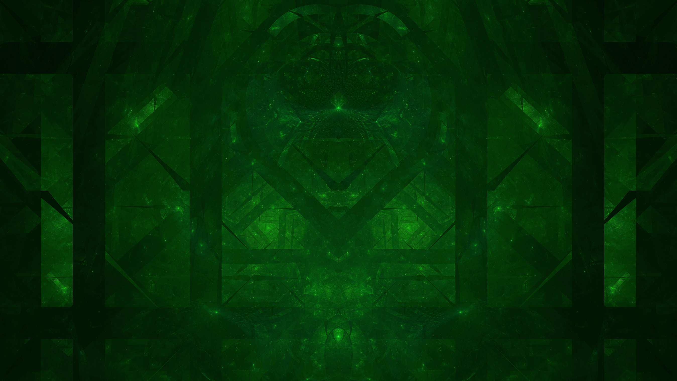 Abstract green fractal with symmetry HD Wallpaper