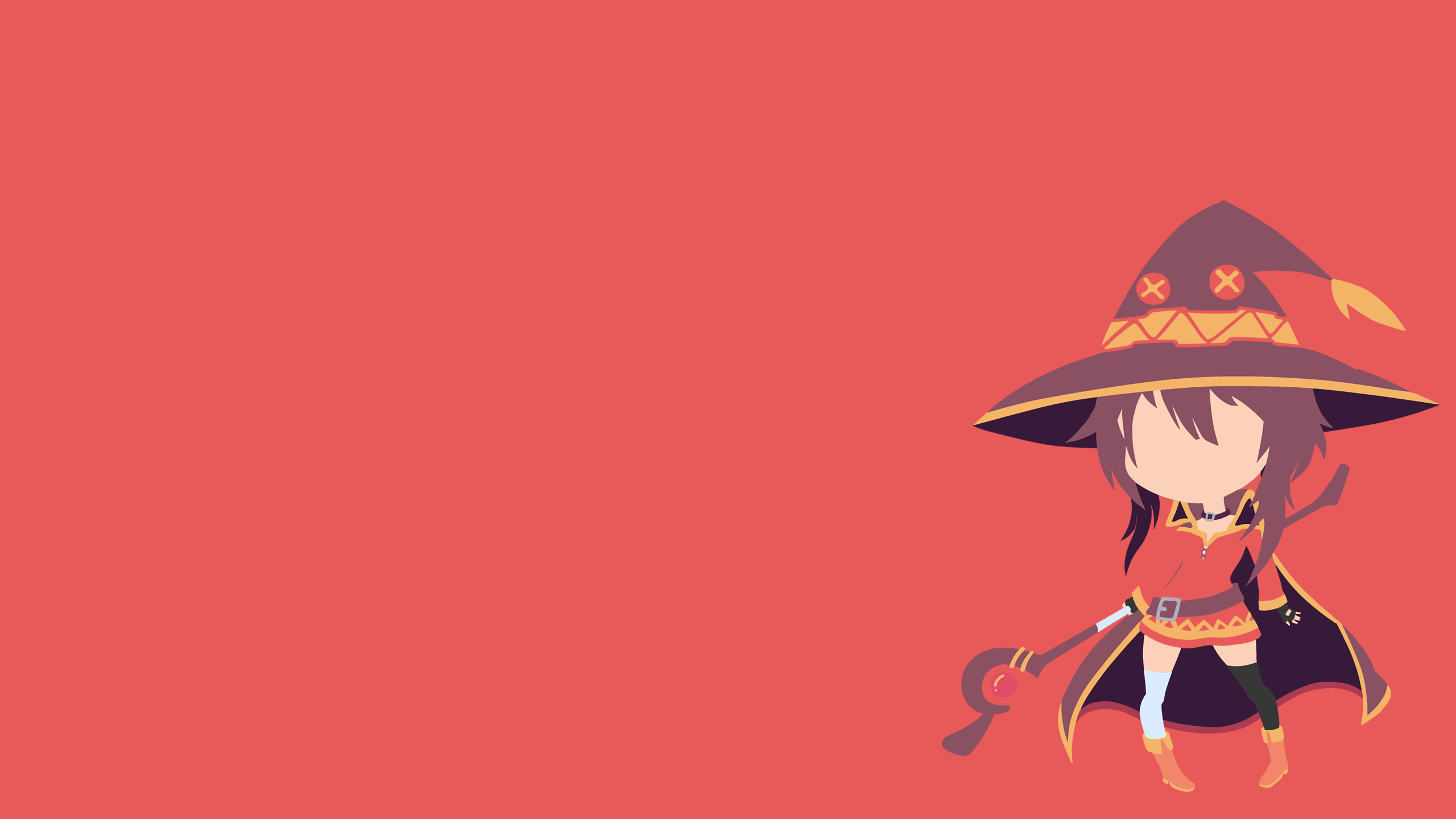 Megumin from KonoSuba, minimalist anime illustration HD Wallpaper