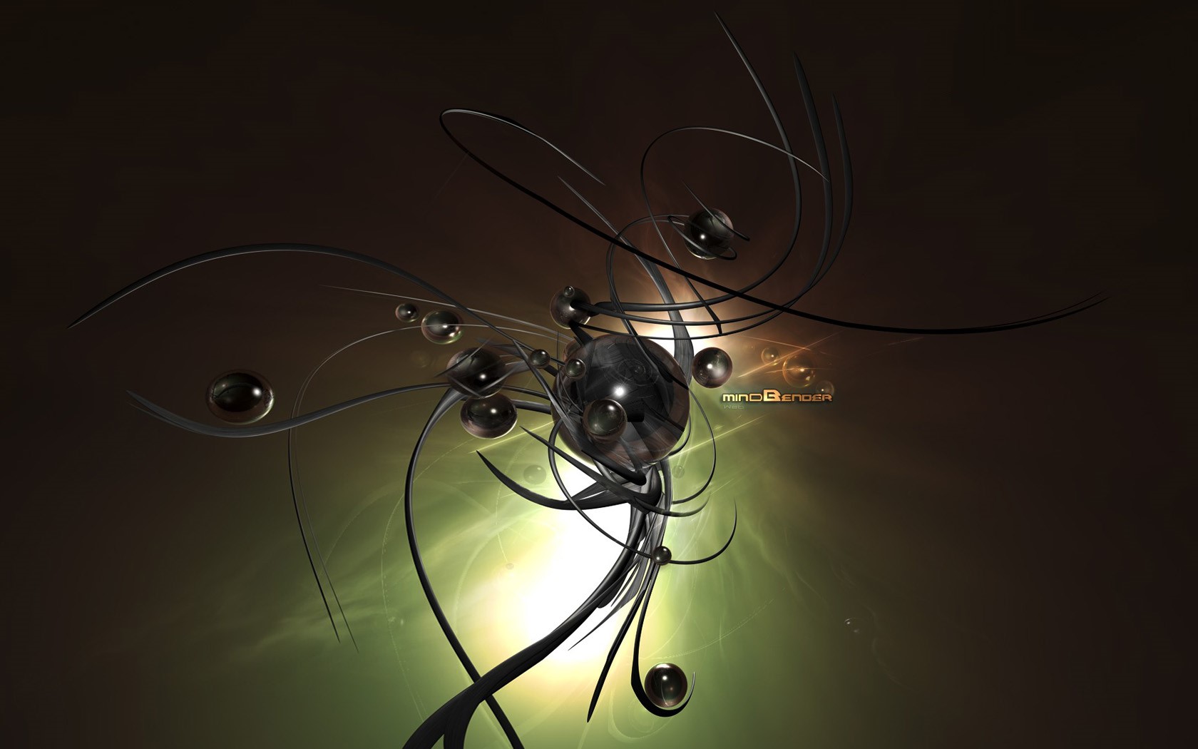 3D abstract art with spheres and curves HD Wallpaper