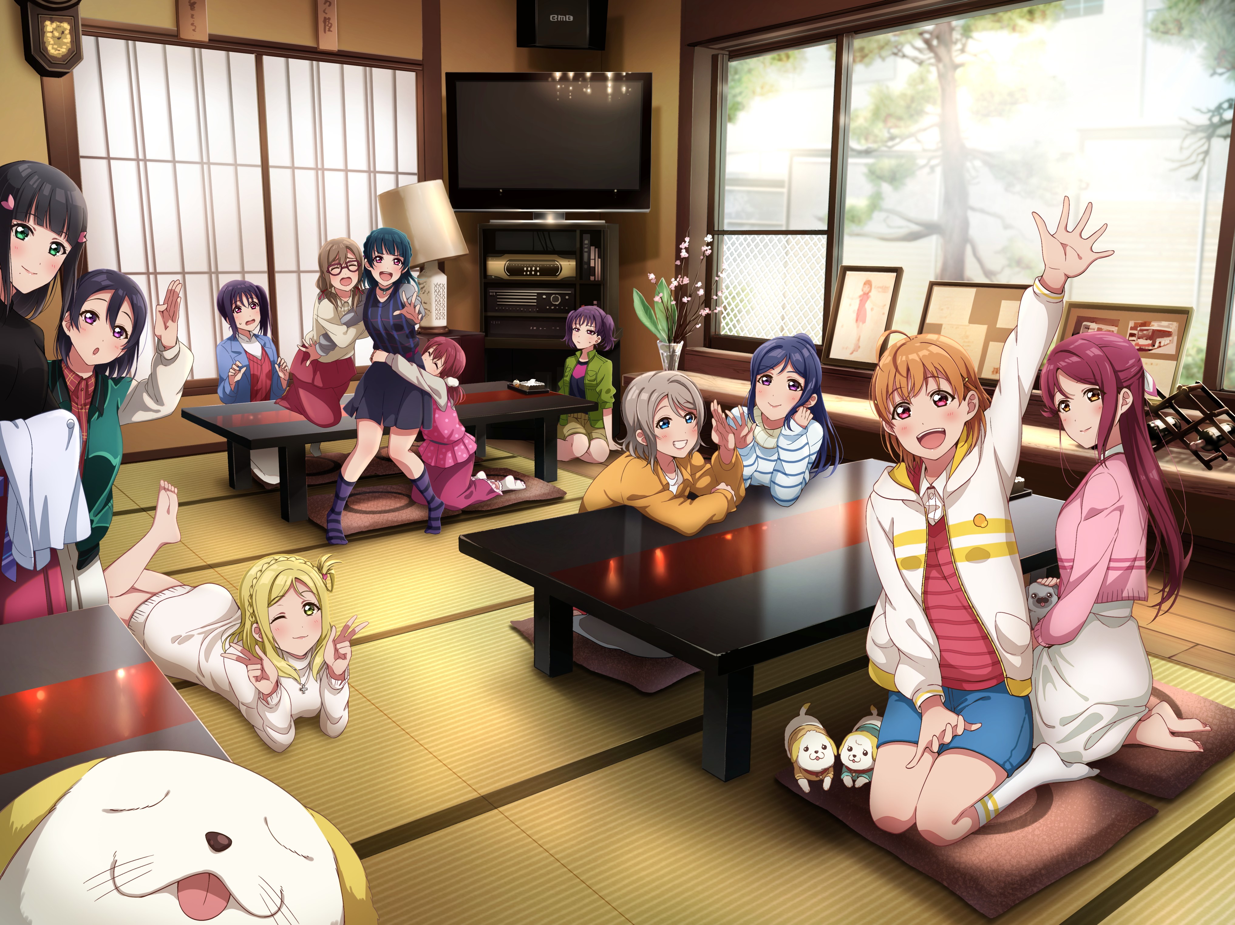 4K Love Live! Sunshine anime girls in a room HD Wallpaper