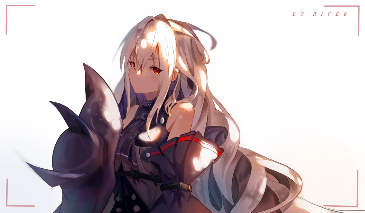 Anime girl with white hair and red eyes HD Wallpaper