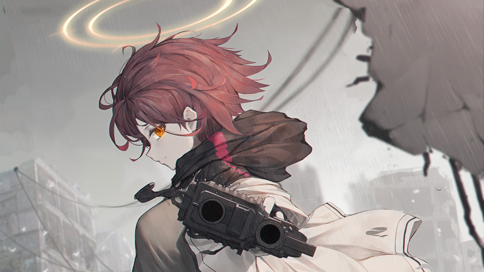 Exusiai from Arknights holding a gun HD Wallpaper