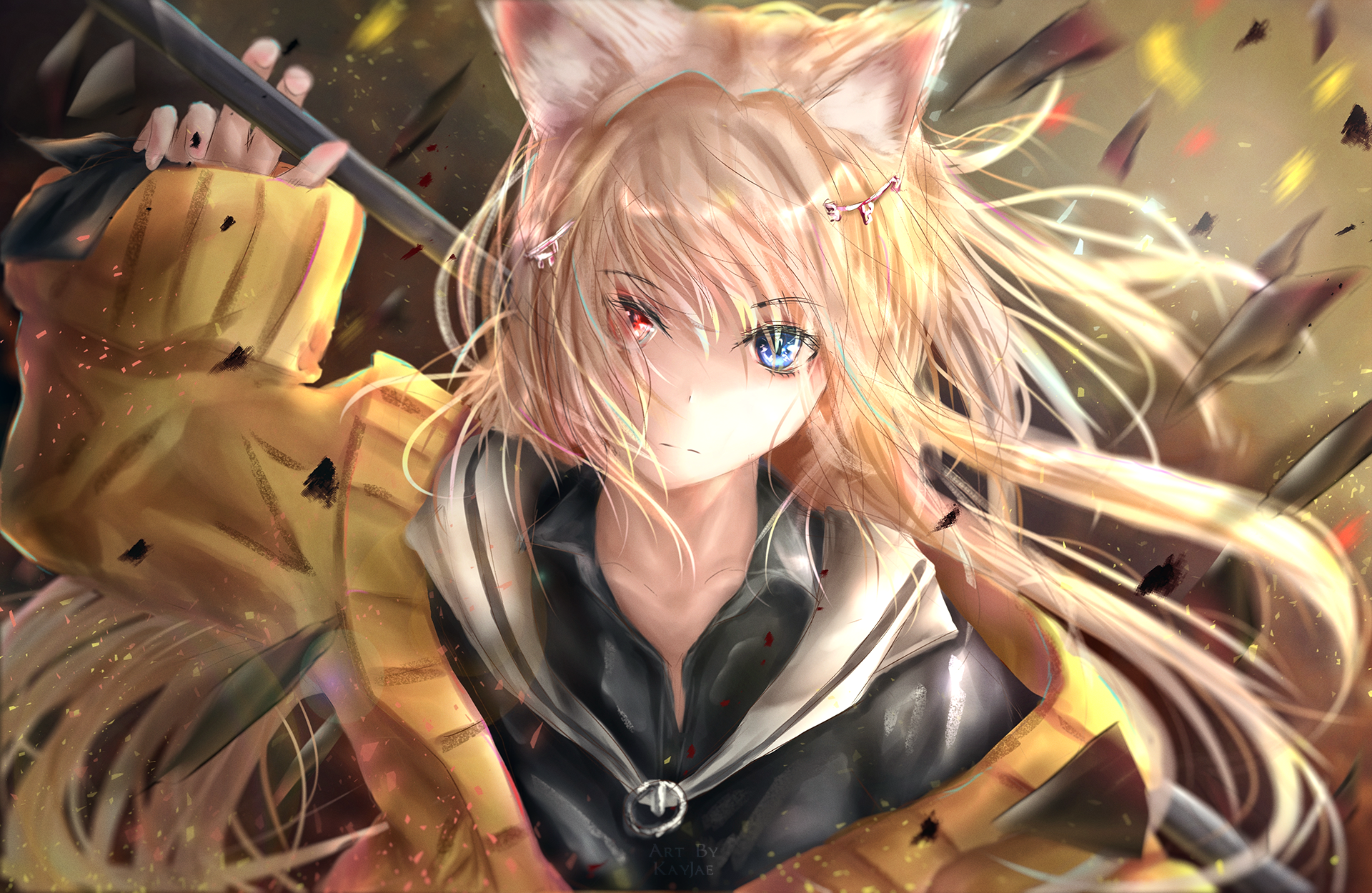 Nightmare from Arknights holding a weapon HD Wallpaper